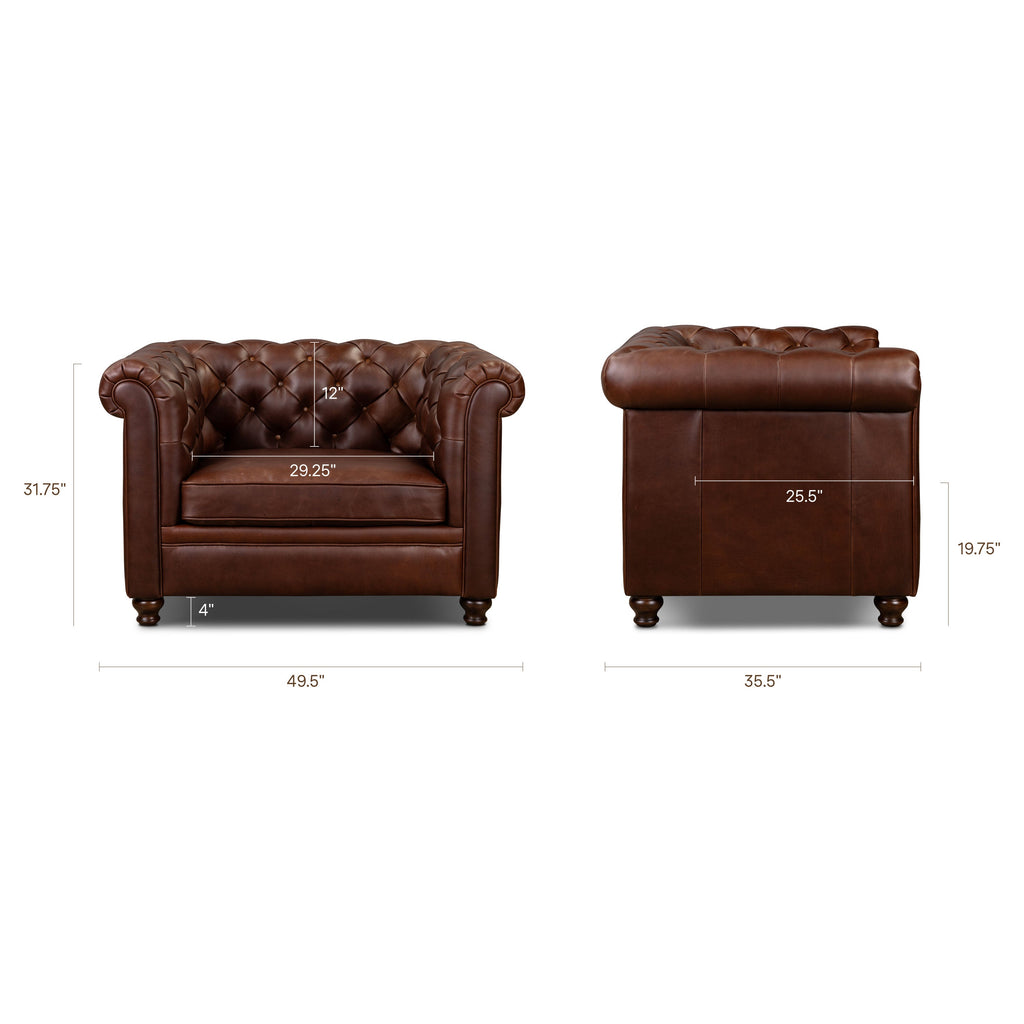 Fauteuil en cuir | Marron Oscuro