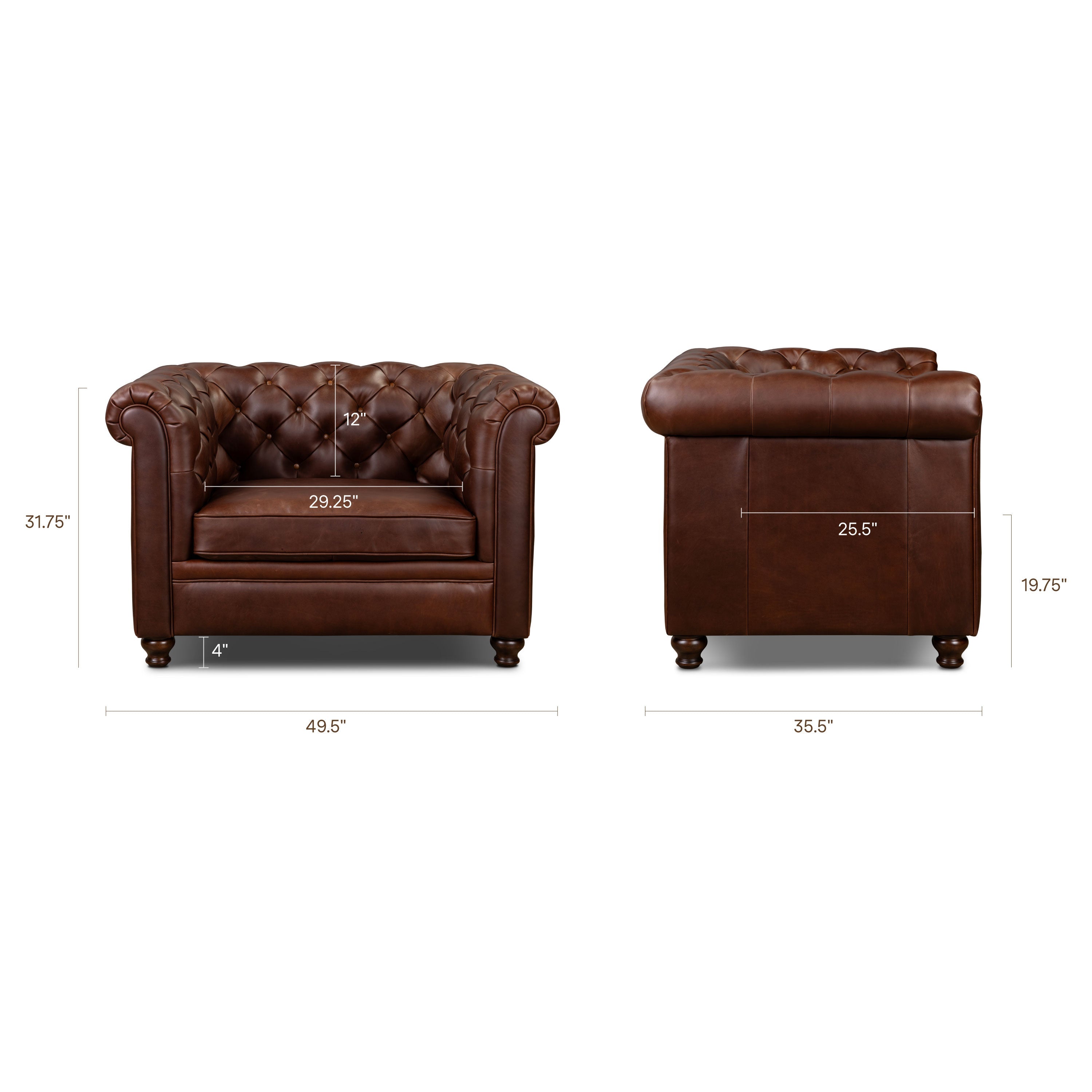 Fauteuil en cuir | Marron oscuro