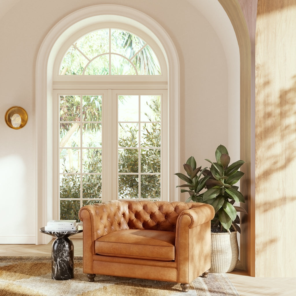 Fauteuil club en cuir | Cognac