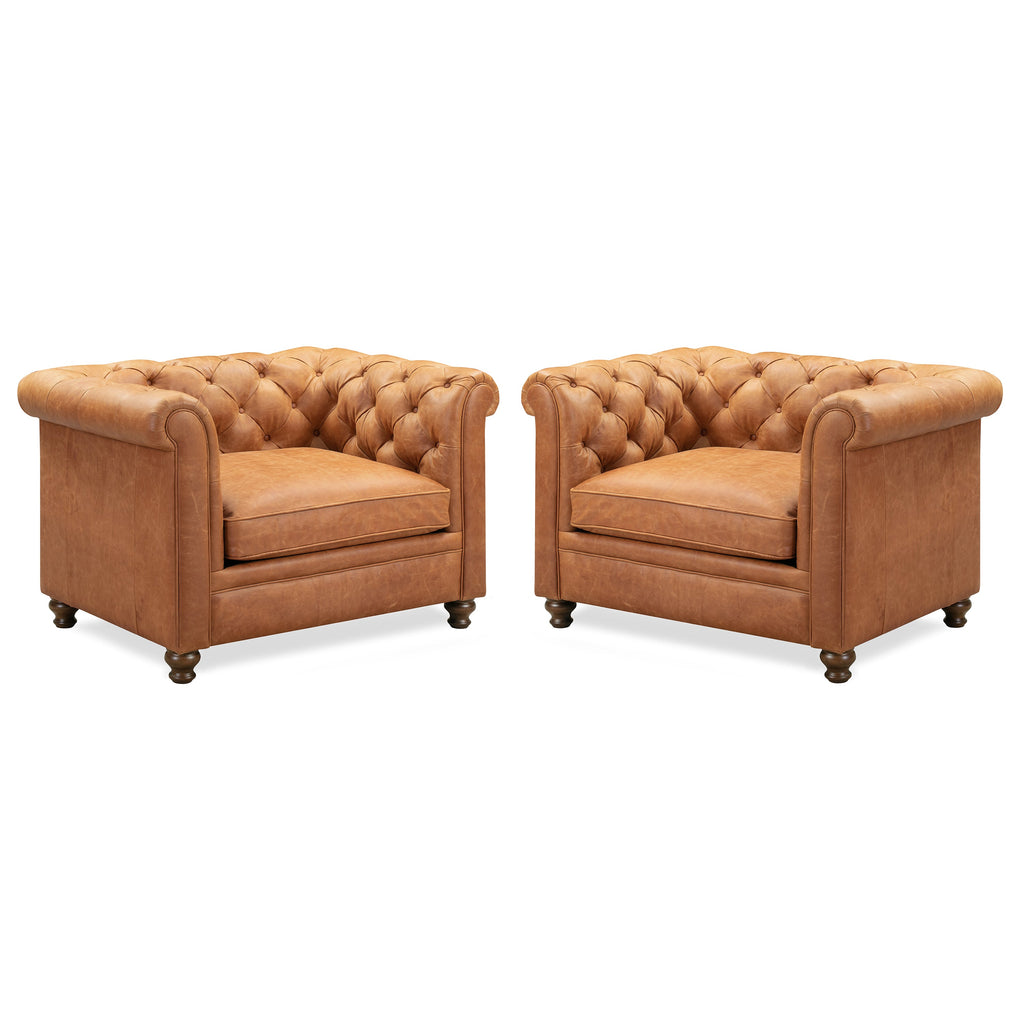 Fauteuil club en cuir | Cognac