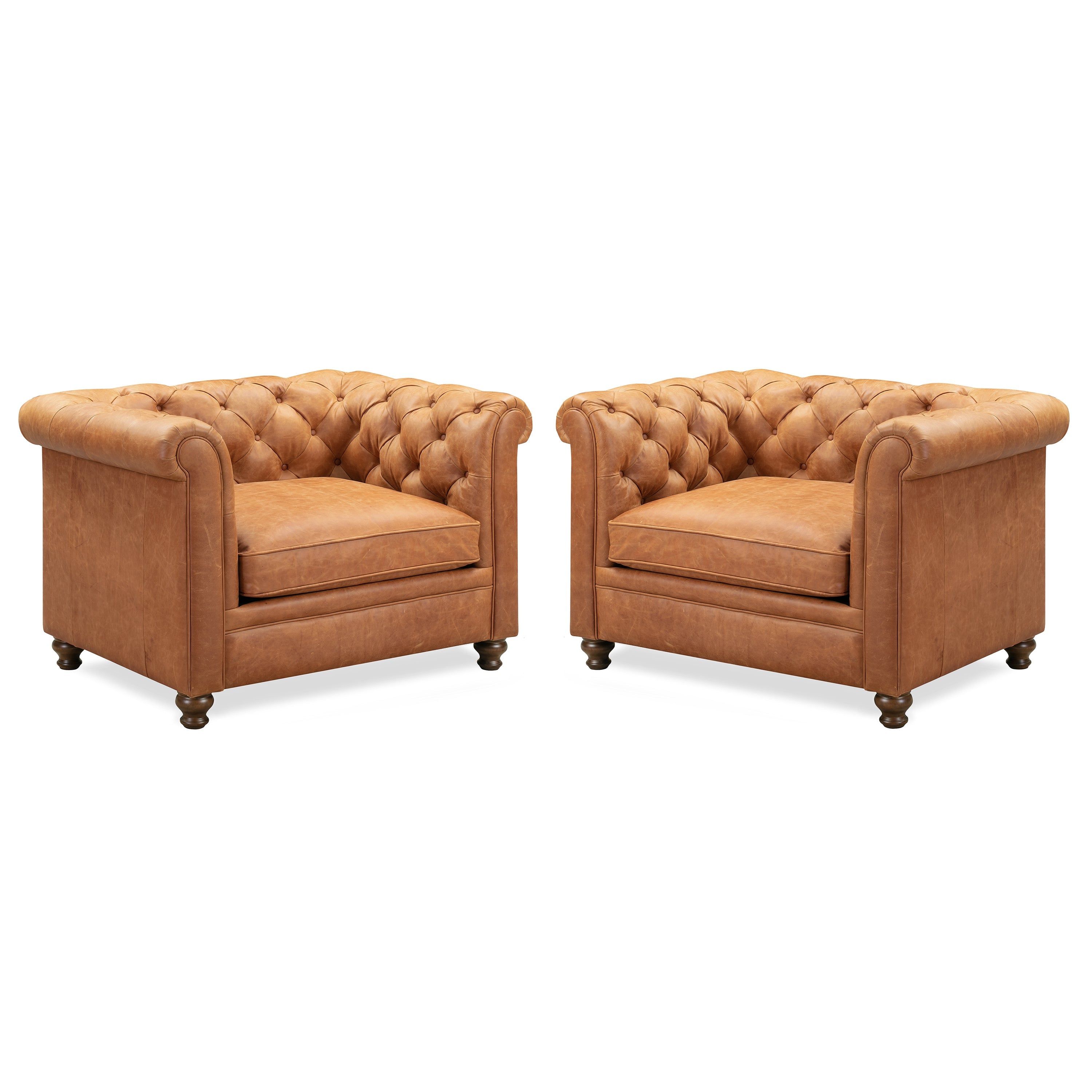 Fauteuil club en cuir | Cognac