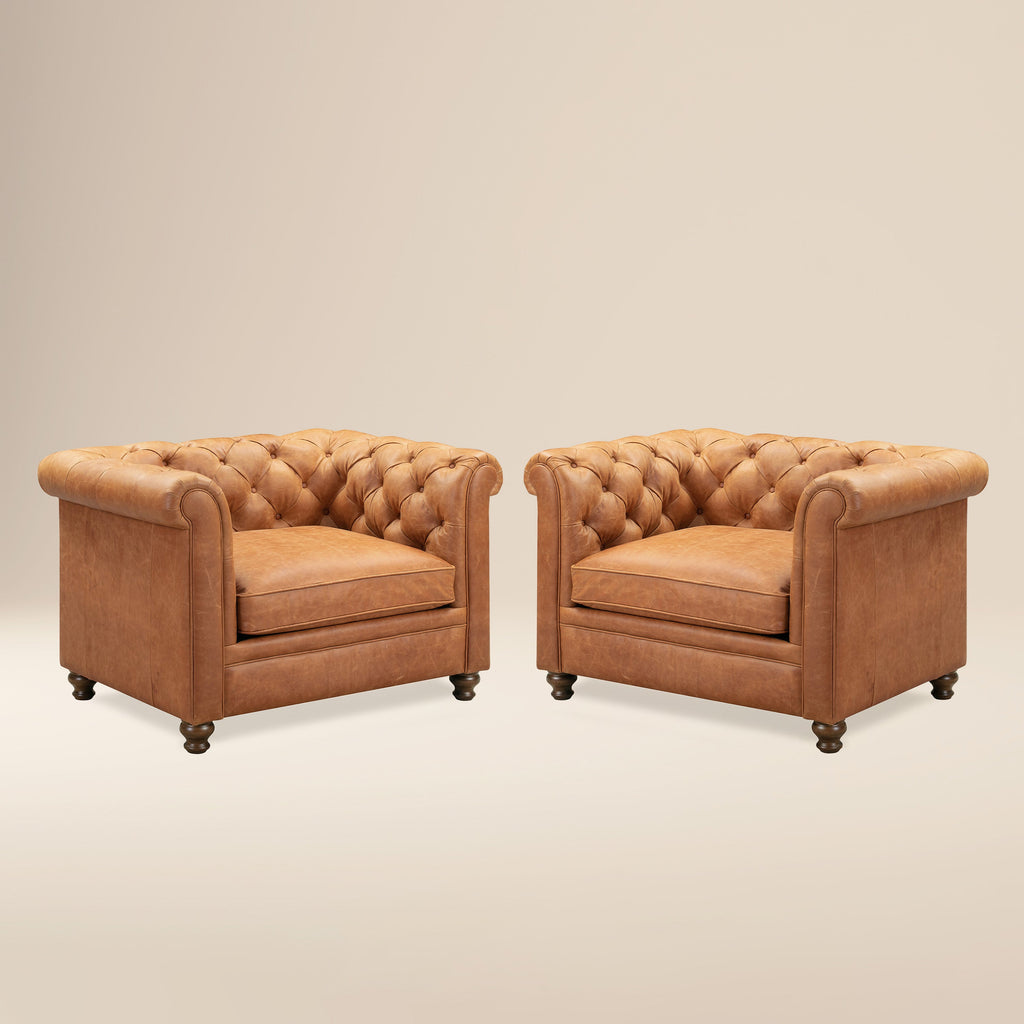 Fauteuil club en cuir | Cognac