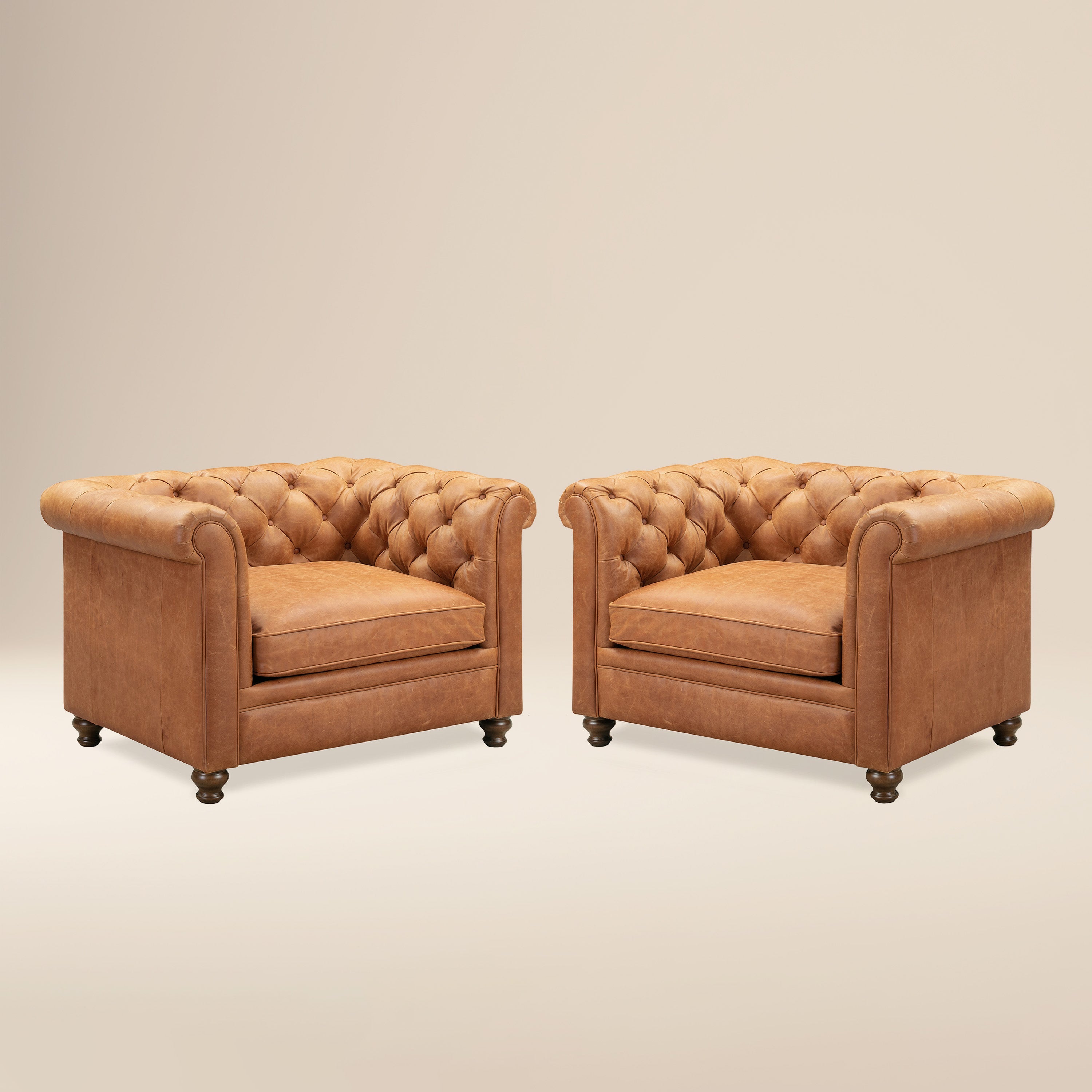 Fauteuil club en cuir | Cognac