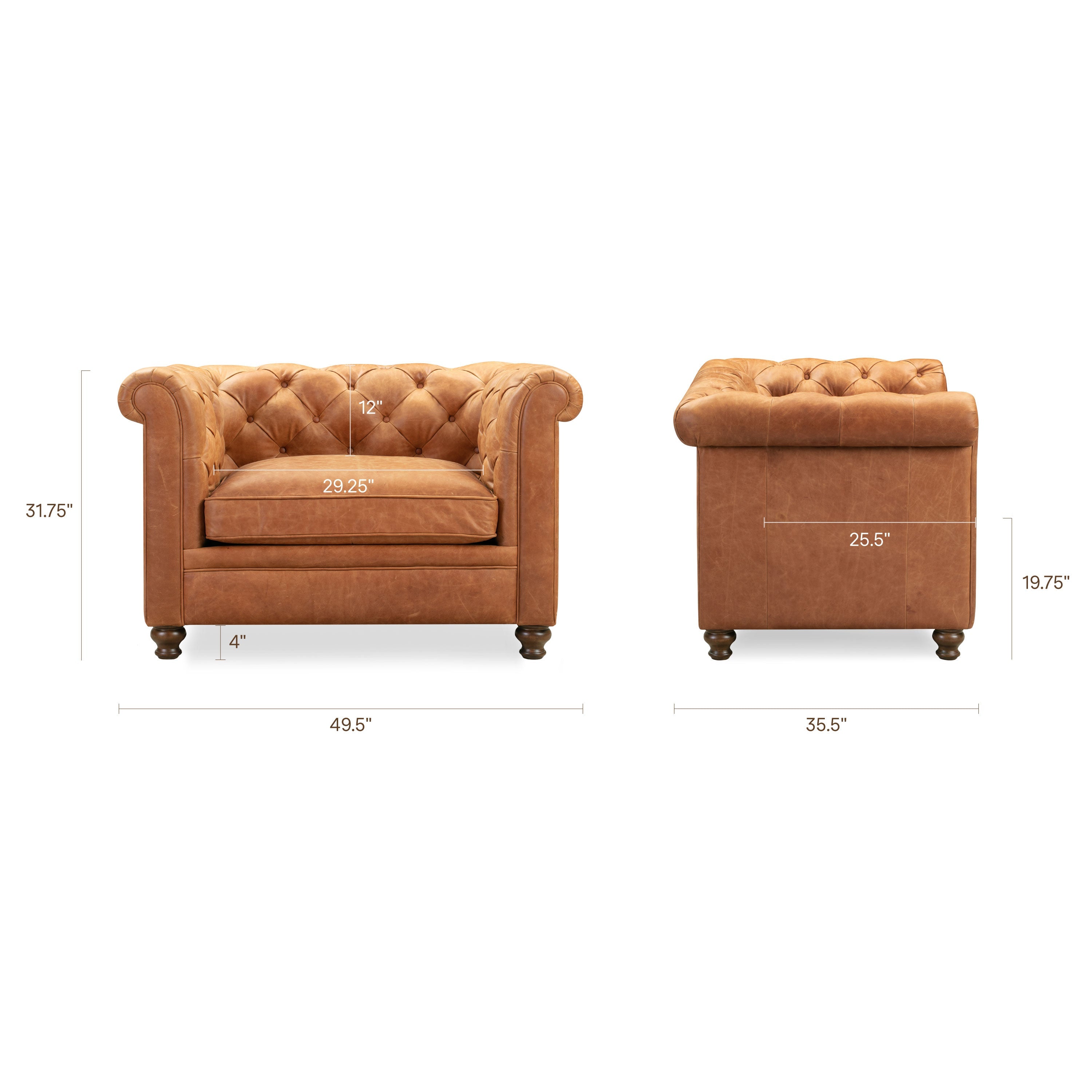 Fauteuil en cuir | Tan Cognac