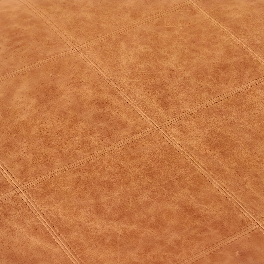 Pouf carré en cuir | Cognac