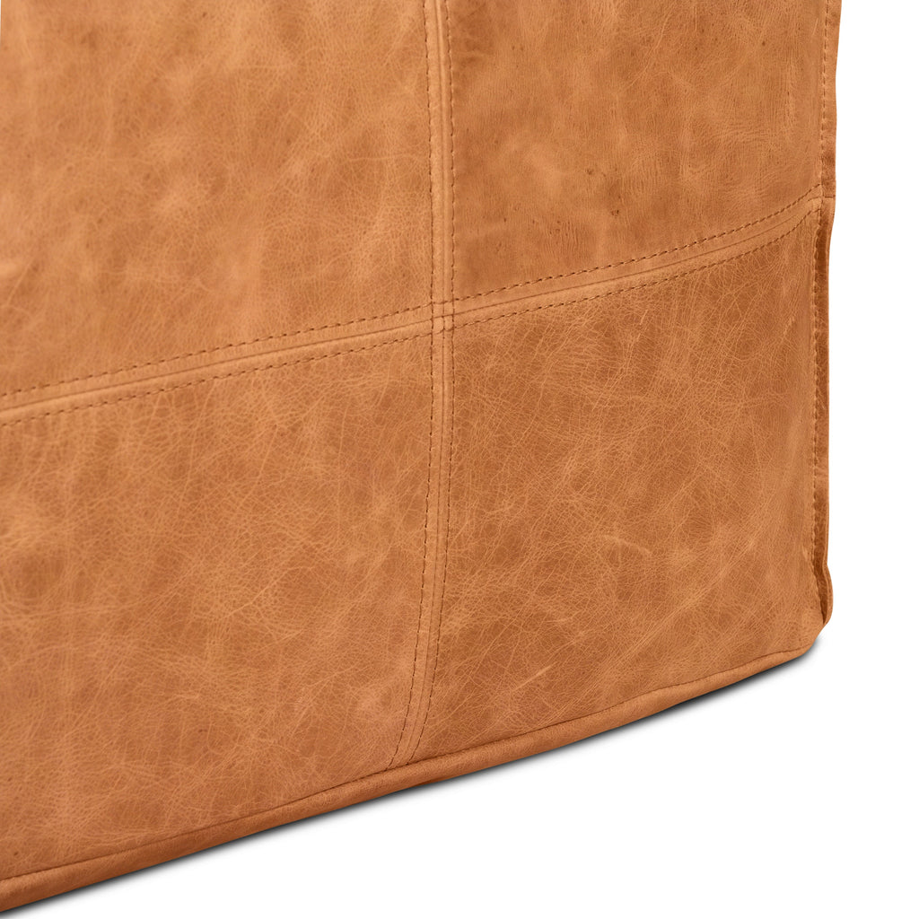 Pouf carré en cuir | Cognac