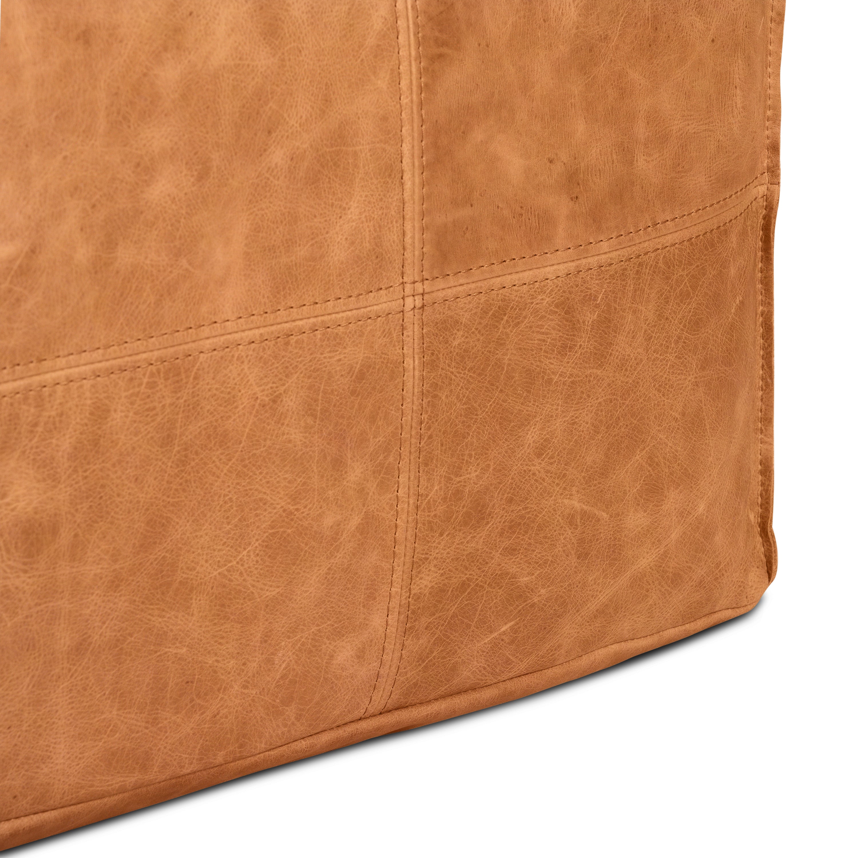 Pouf carré en cuir | Cognac