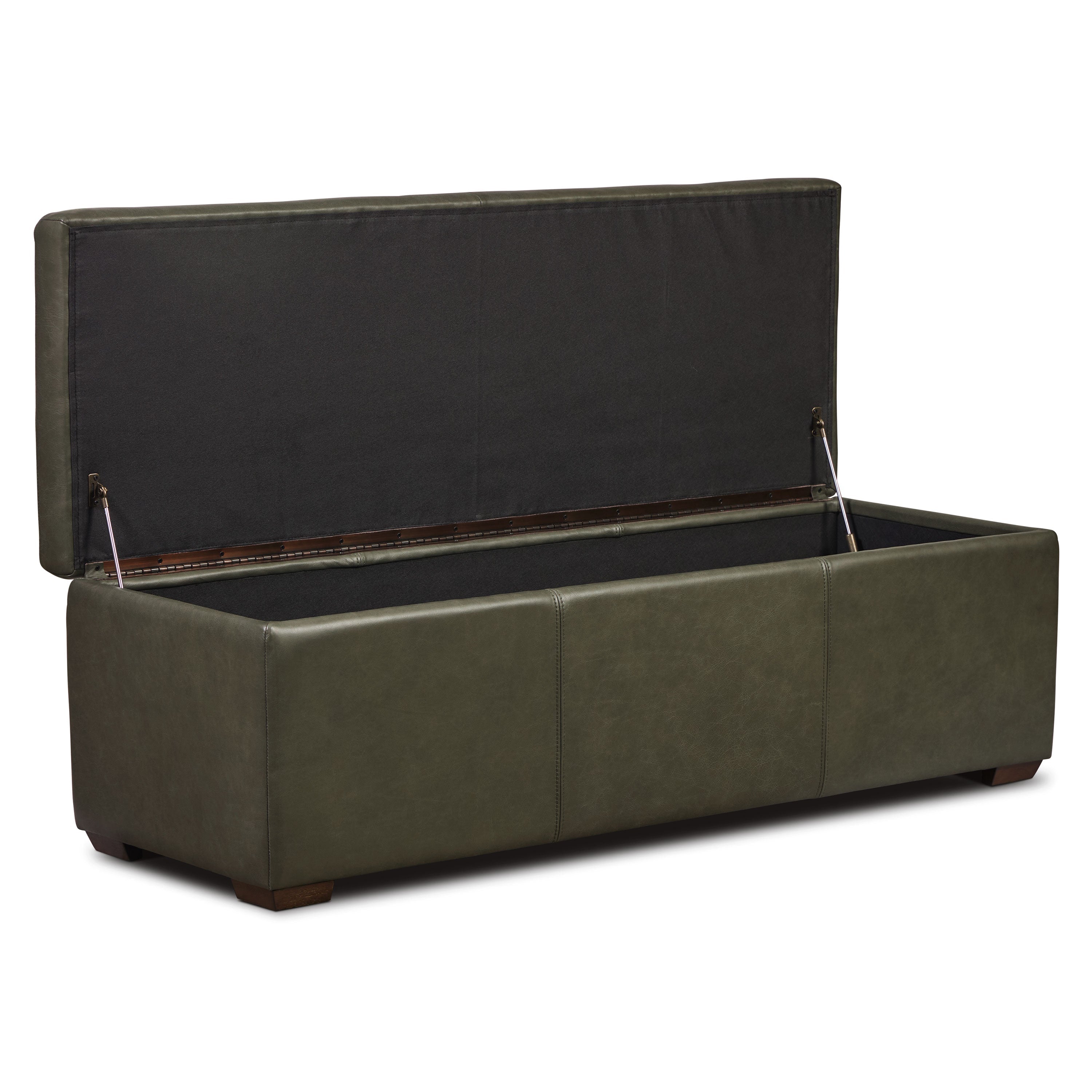 Pouf de rangement en cuir | Vert olive