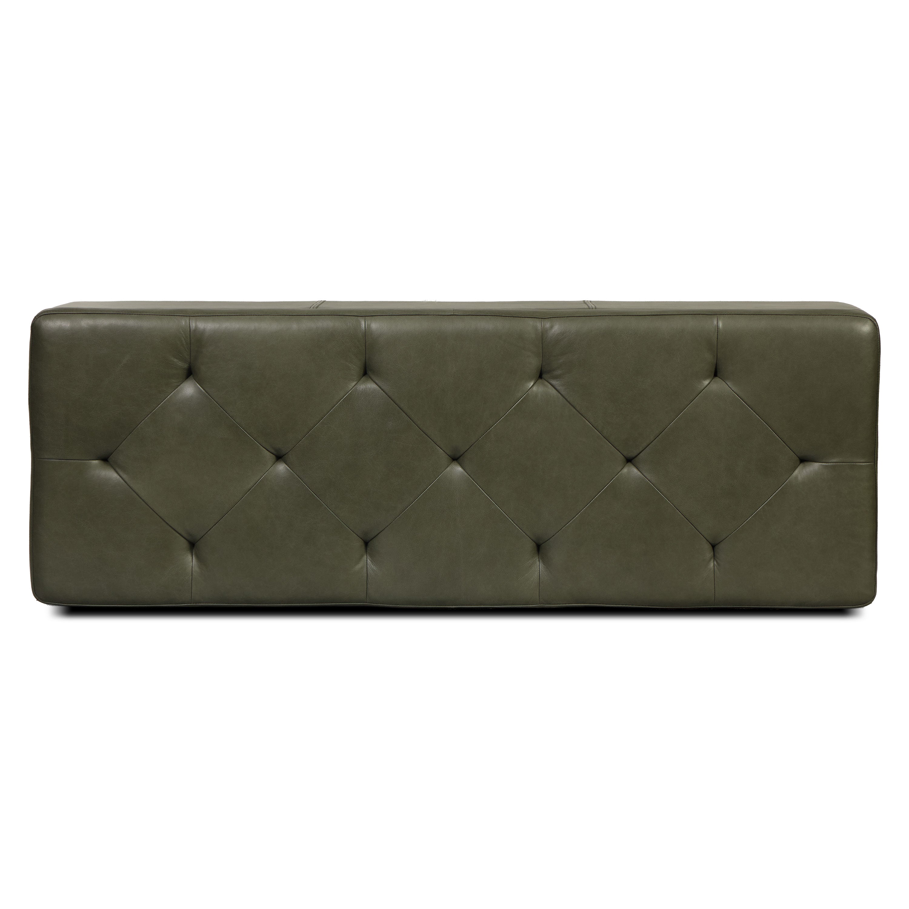 Pouf de rangement en cuir | Vert olive