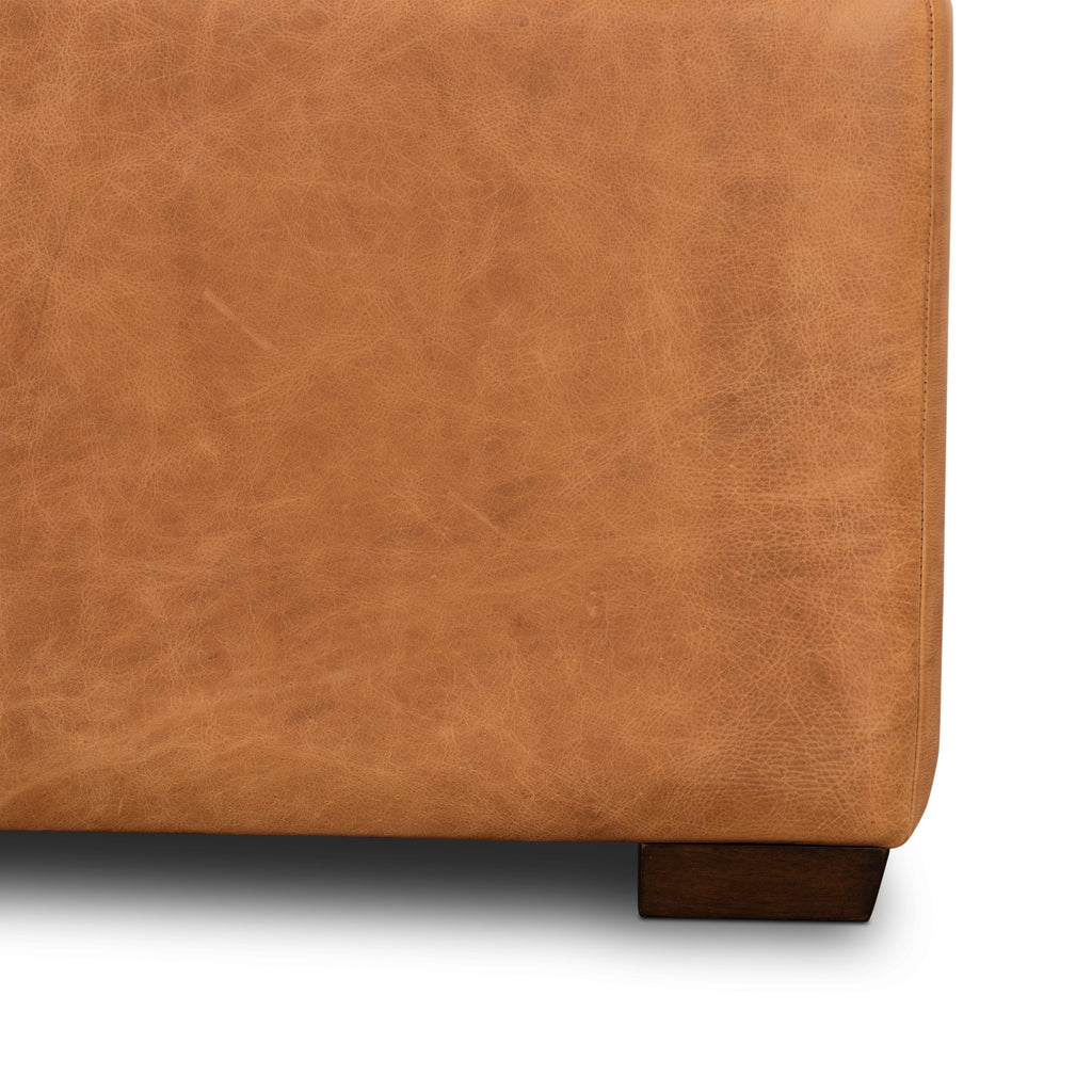 Pouffe de rangement en cuir | Tannage cognac