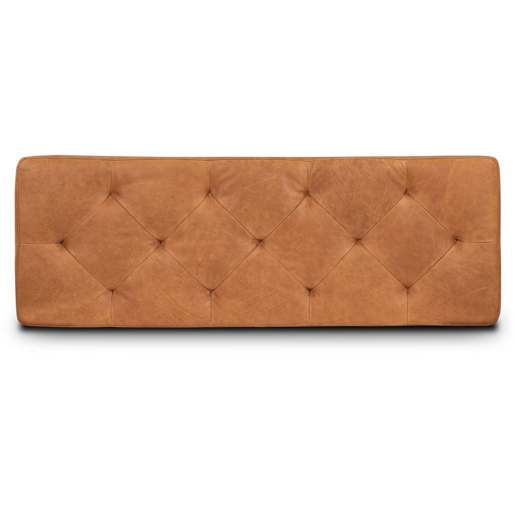 Pouffe de rangement en cuir | Tannage cognac