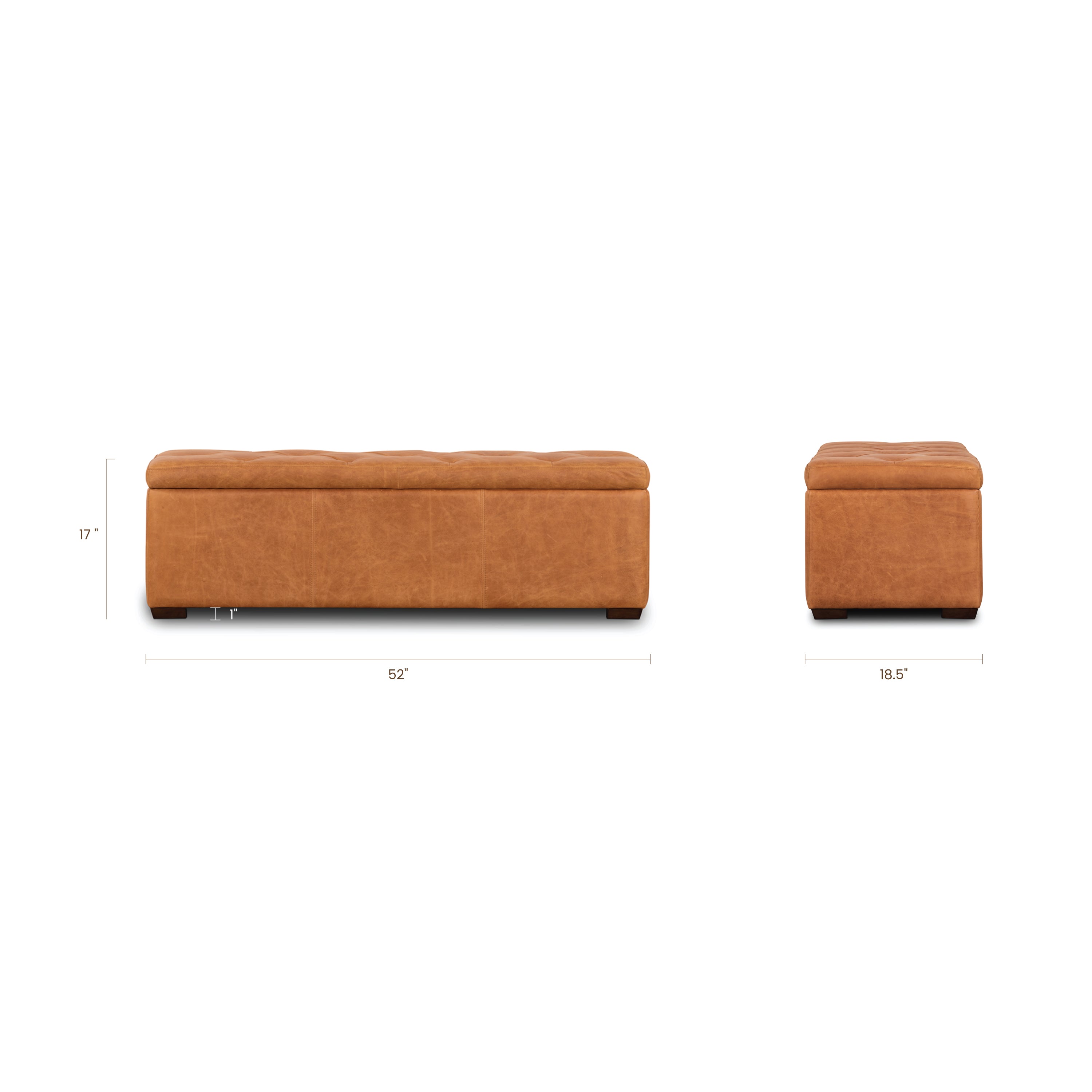 Pouffe de rangement en cuir | Tannage cognac