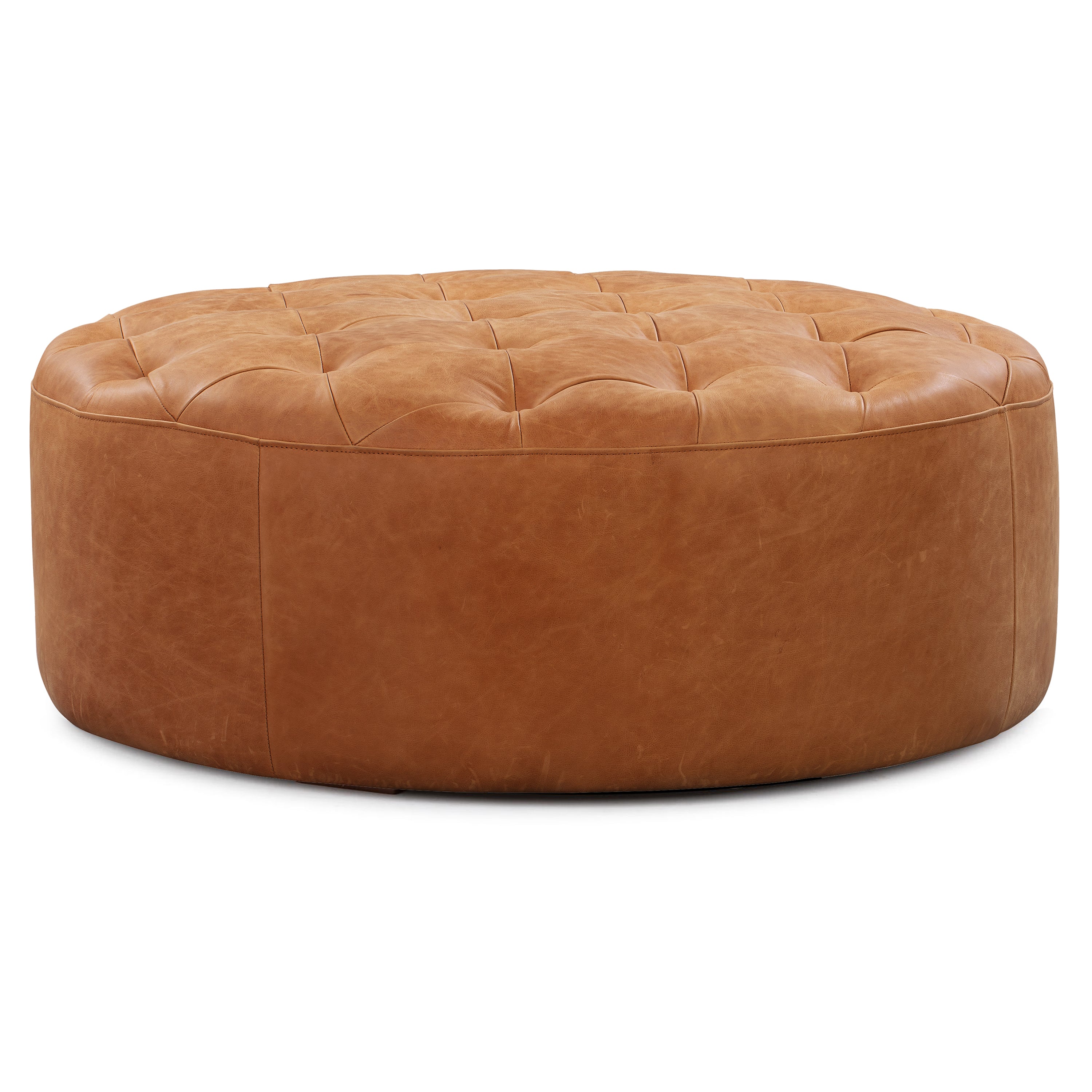 Pouf en cuir | Cognac