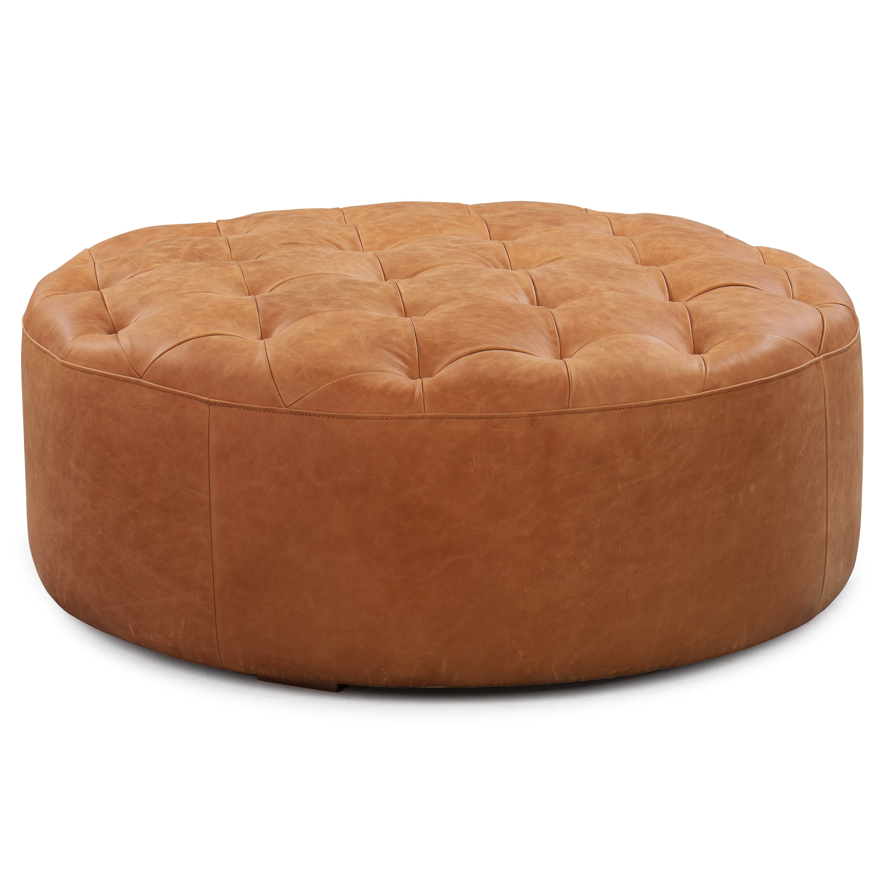 Pouf en cuir | Cognac