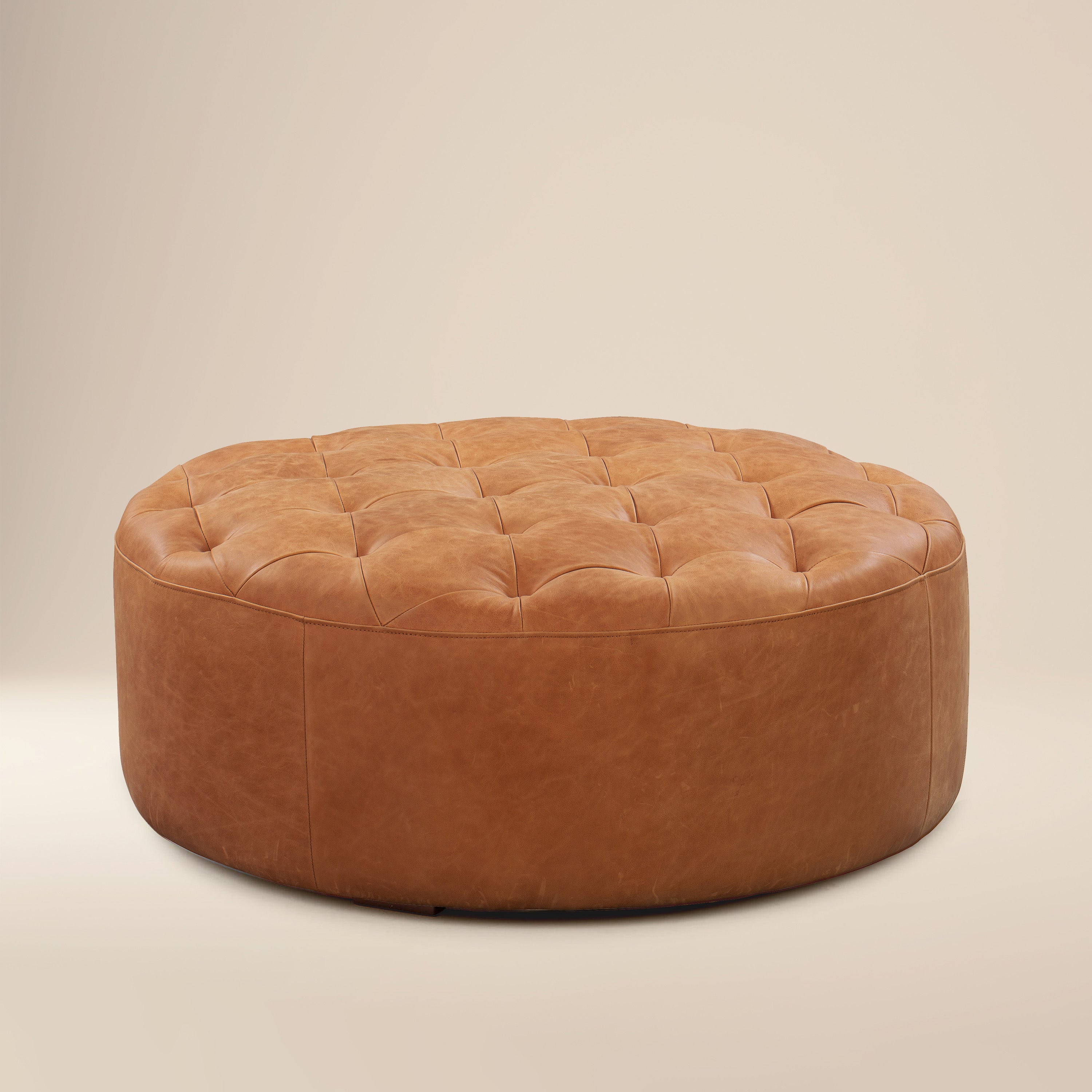 Pouf en cuir | Cognac