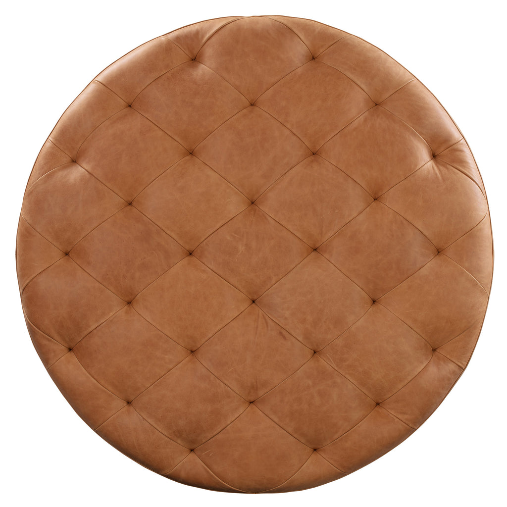 Pouf en cuir | Cognac
