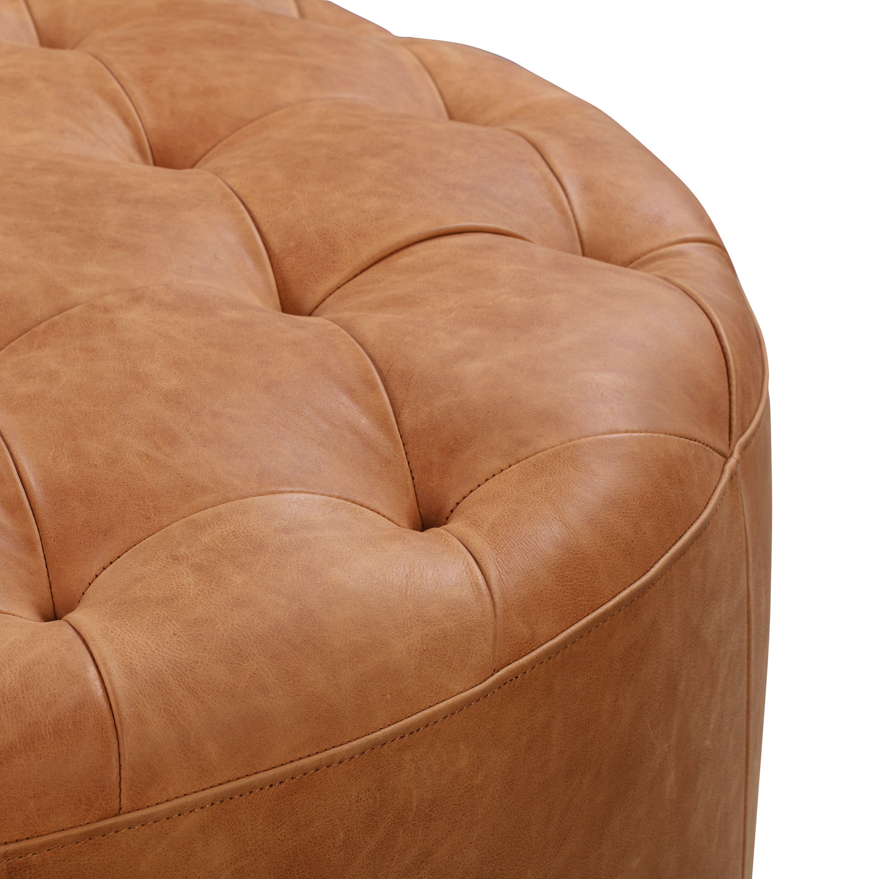 Pouf en cuir | Cognac