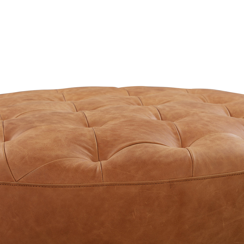 Pouf en cuir | Cognac