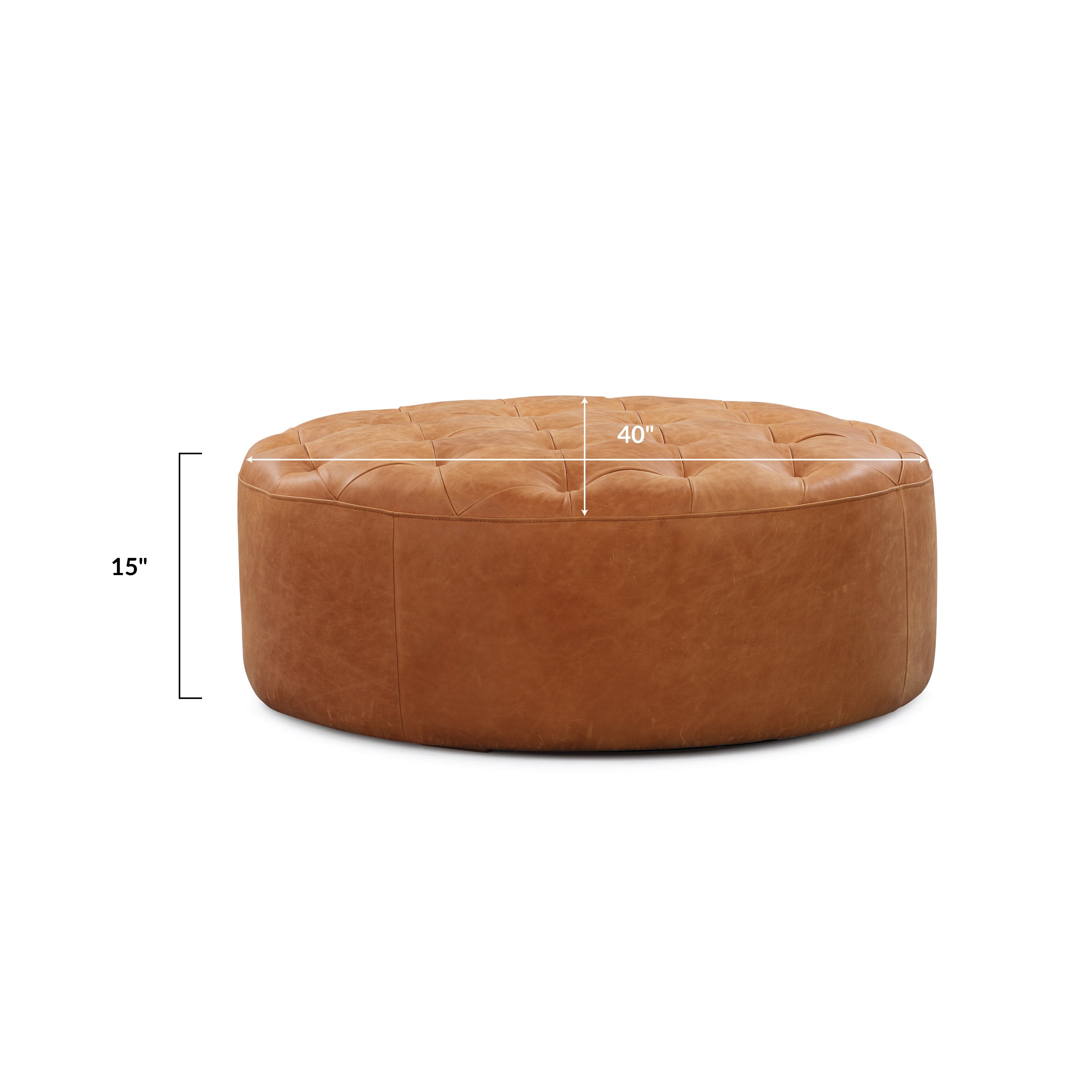 Pouf en cuir | Cognac