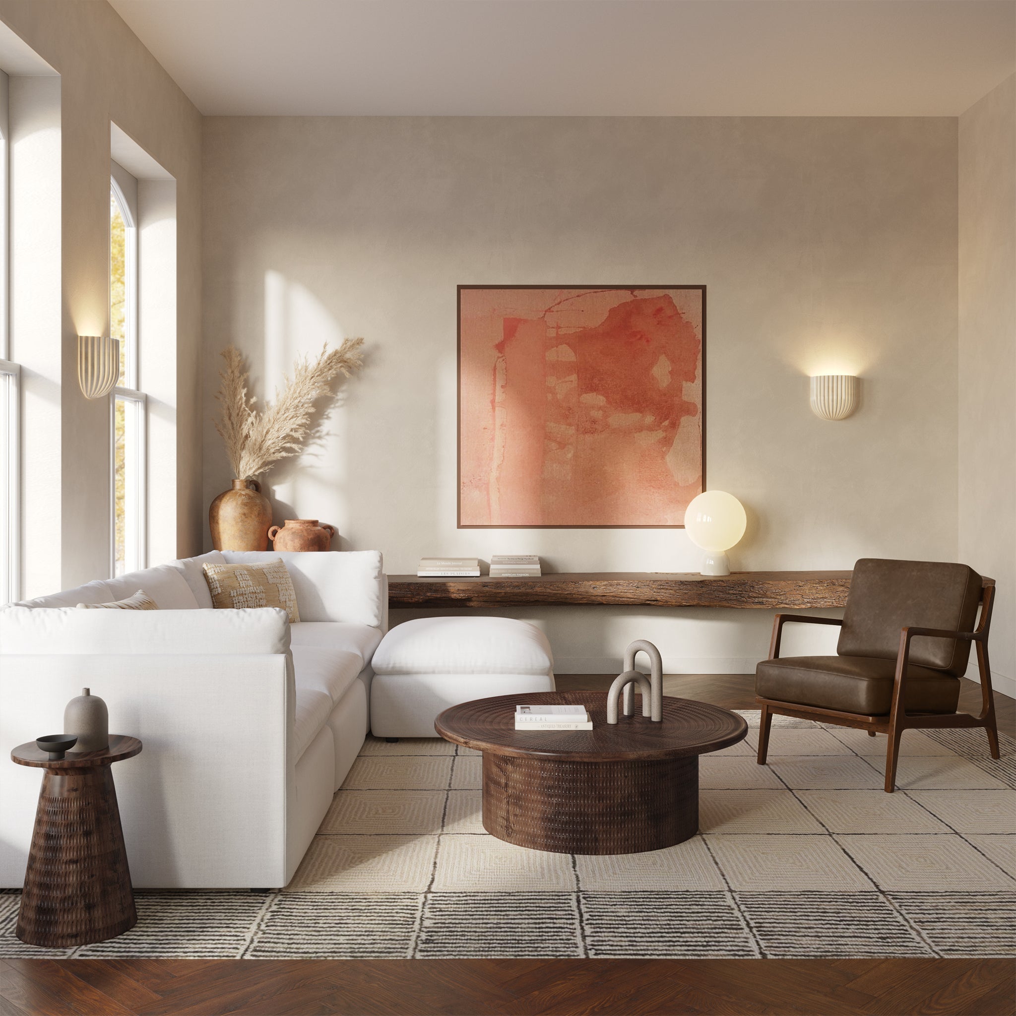 Fauteuil lounge en cuir | Marron cacao