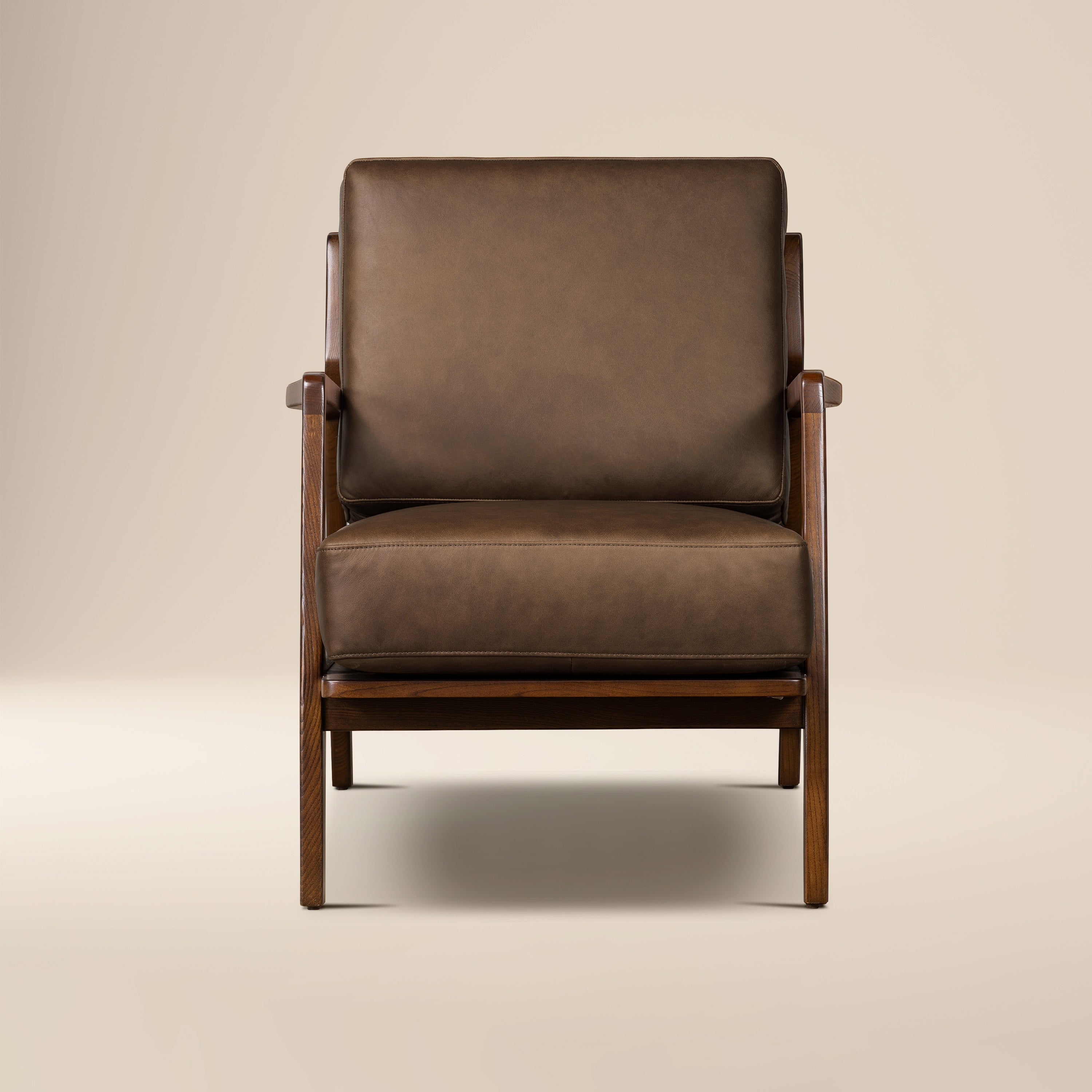 Fauteuil lounge en cuir | Marron cacao