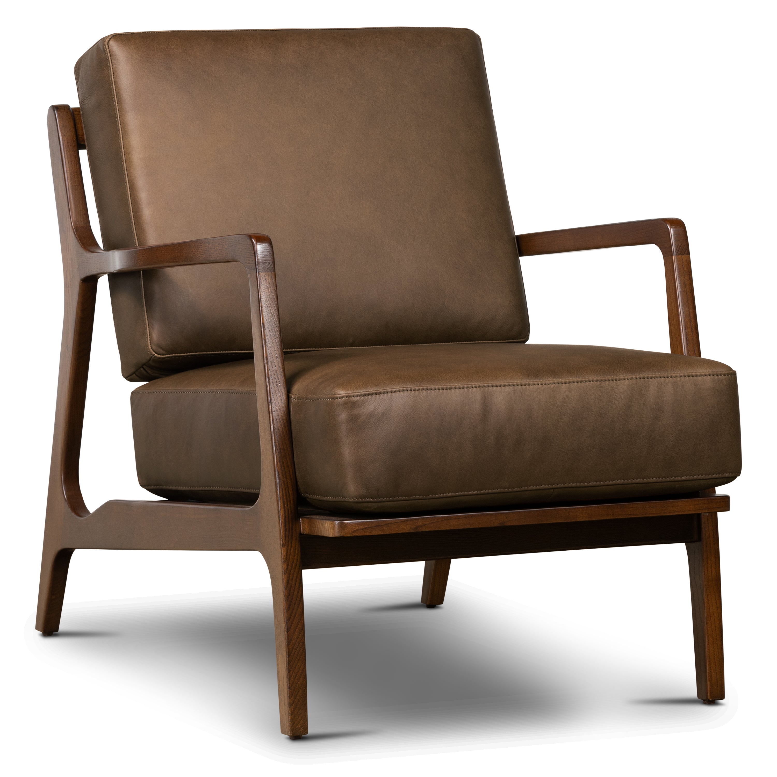 Fauteuil lounge en cuir | Marron cacao