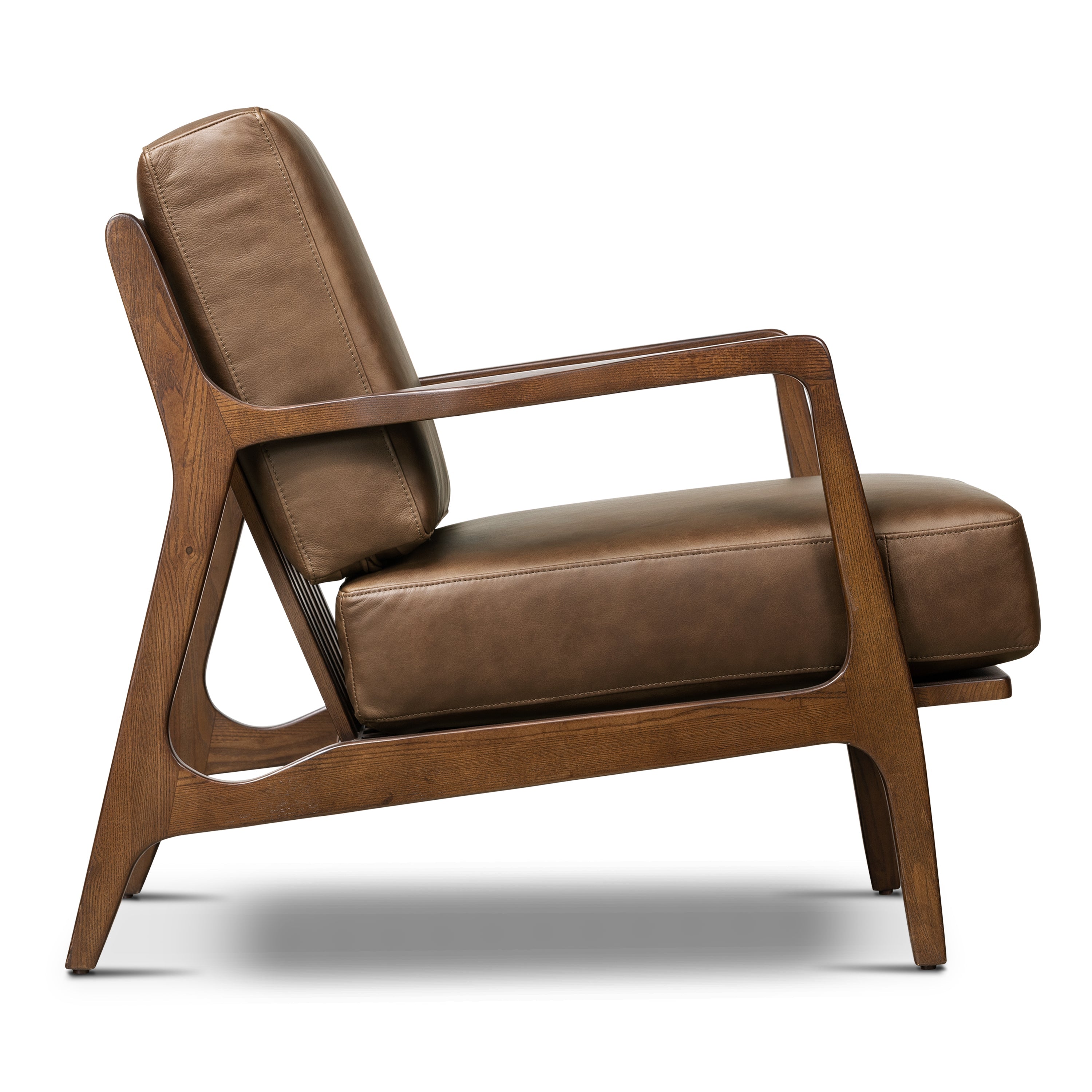 Fauteuil lounge en cuir | Marron cacao