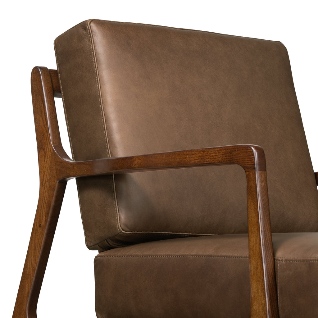 Fauteuil lounge en cuir | Marron cacao