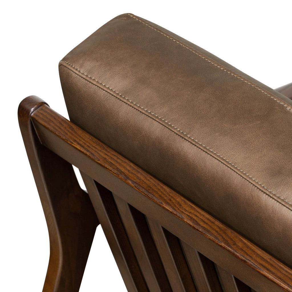 Fauteuil lounge en cuir | Marron cacao