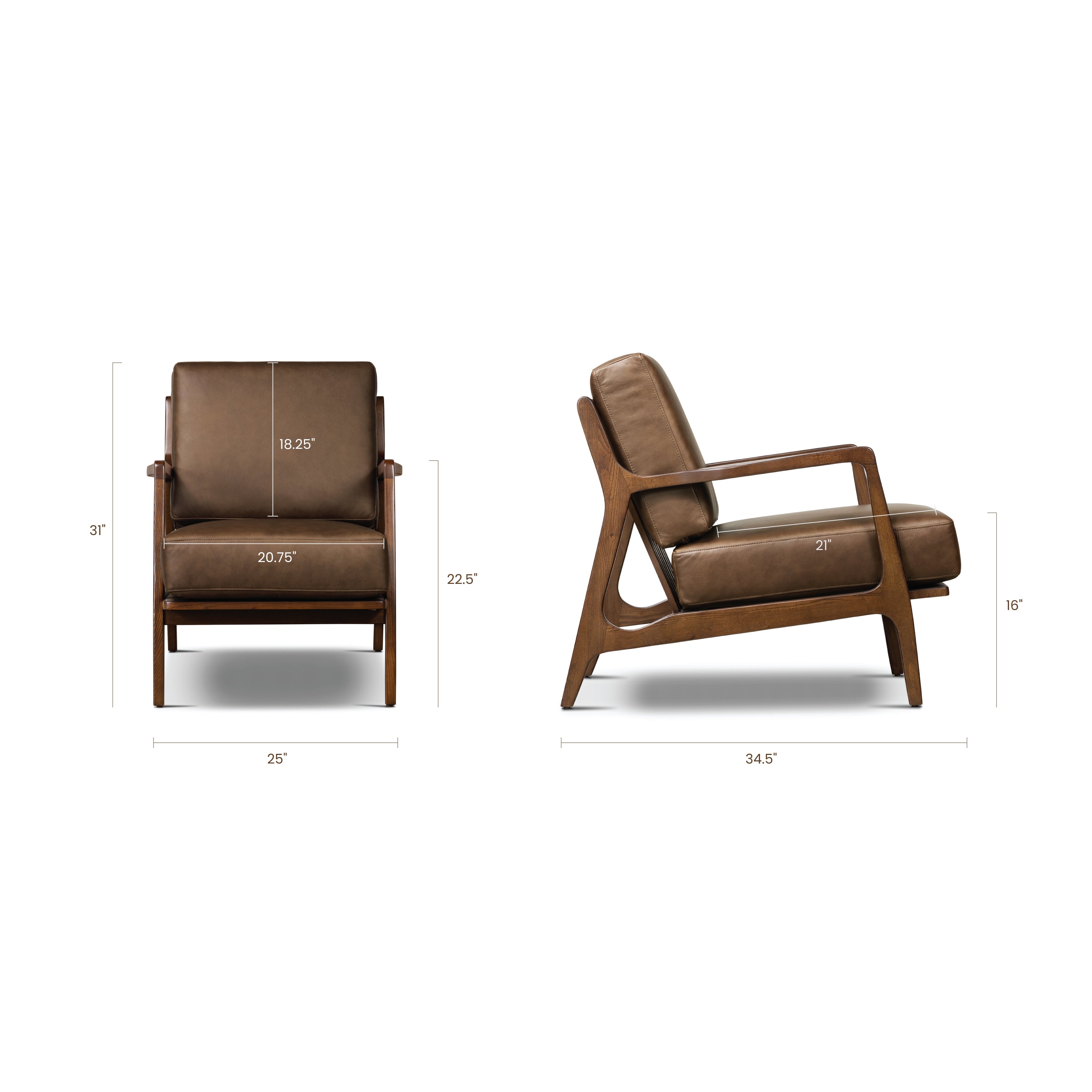 Fauteuil lounge en cuir | Marron cacao