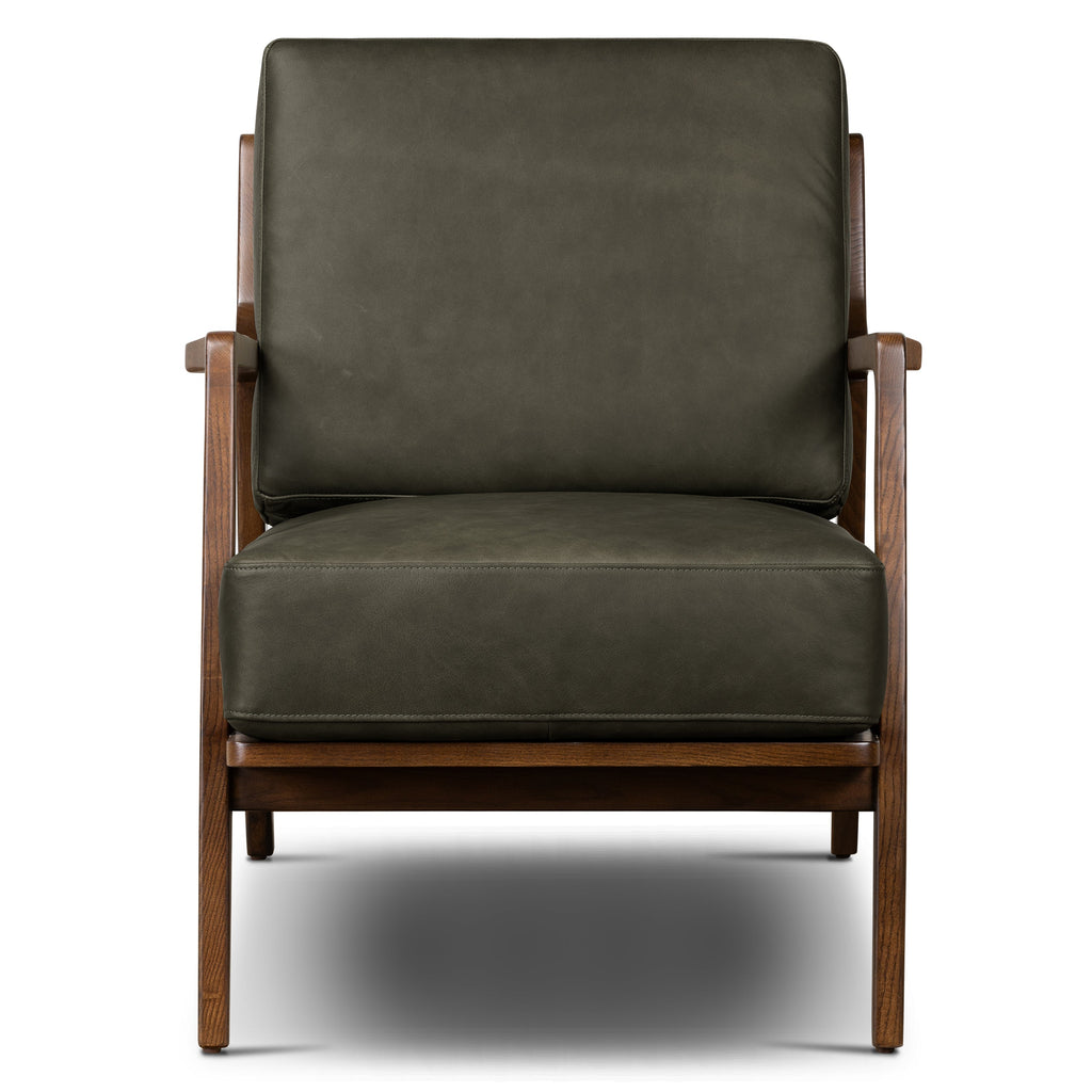 Fauteuil en cuir | Vert olive