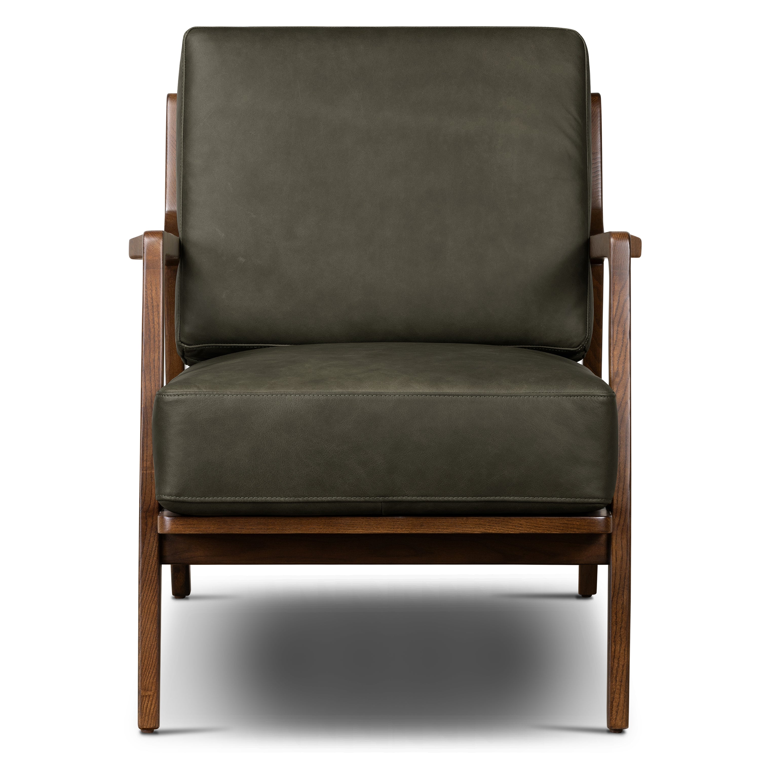 Fauteuil en cuir | Vert olive