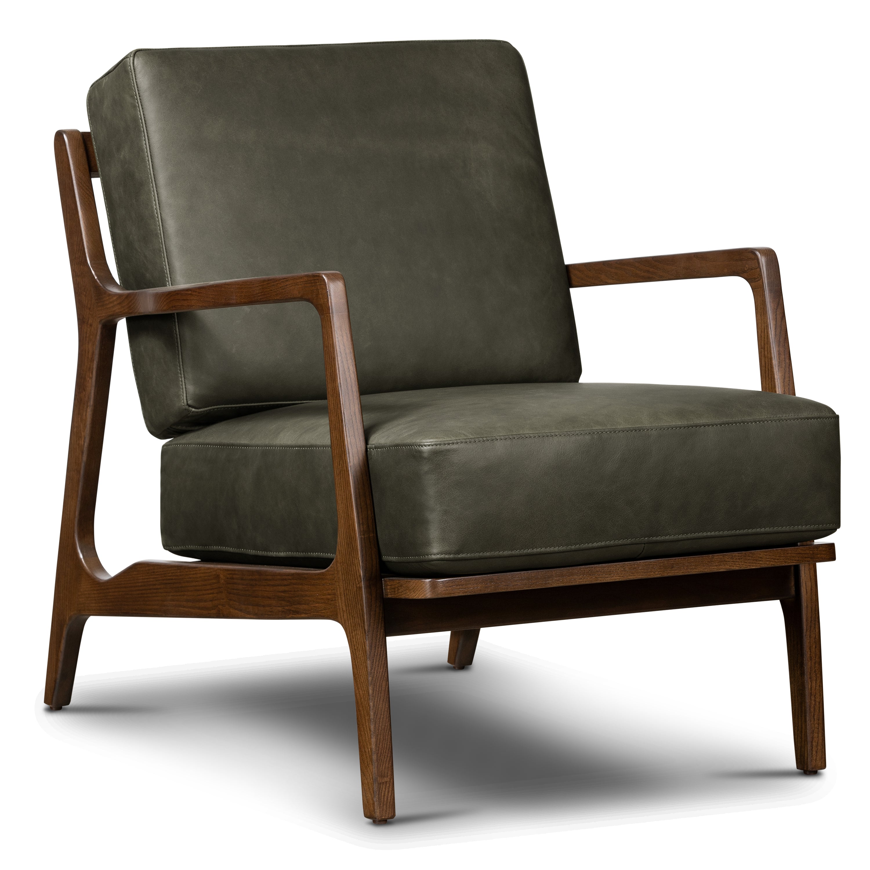 Fauteuil en cuir | Vert olive
