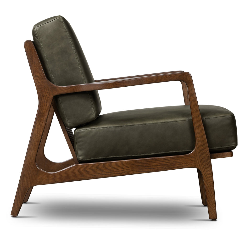 Fauteuil en cuir | Vert olive
