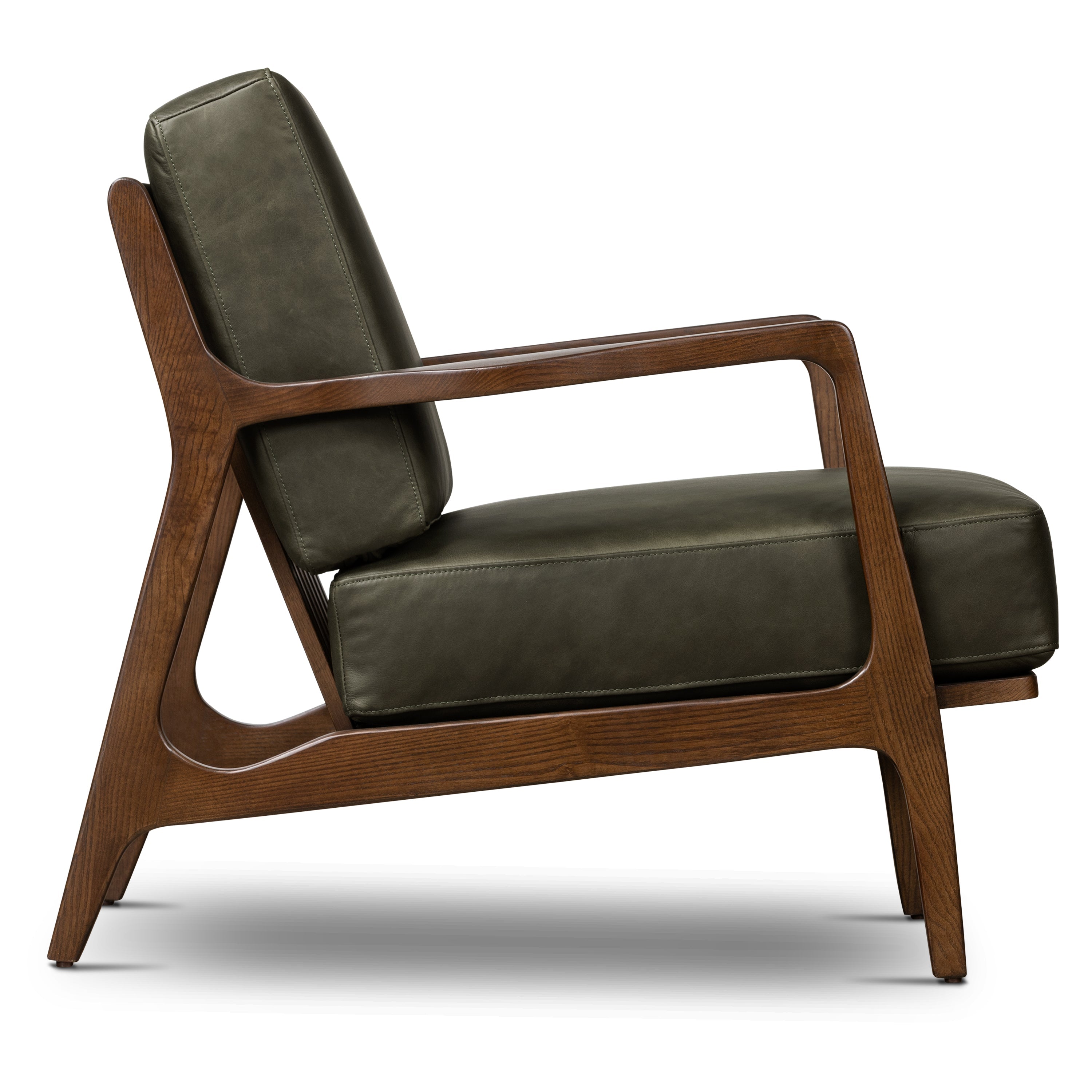 Fauteuil en cuir | Vert olive