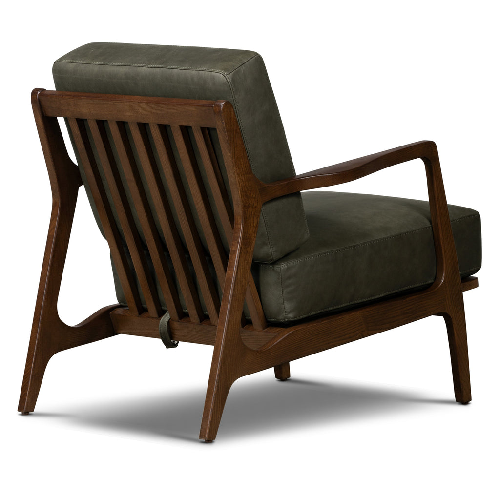Fauteuil en cuir | Vert olive