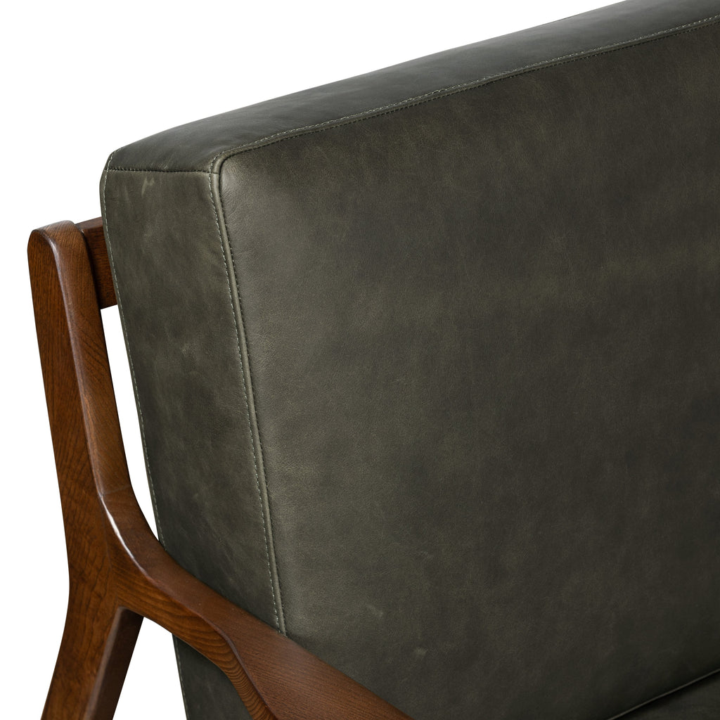 Fauteuil en cuir | Vert olive