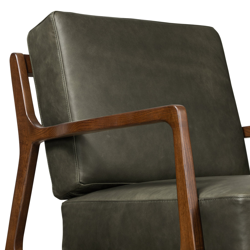 Fauteuil en cuir | Vert olive