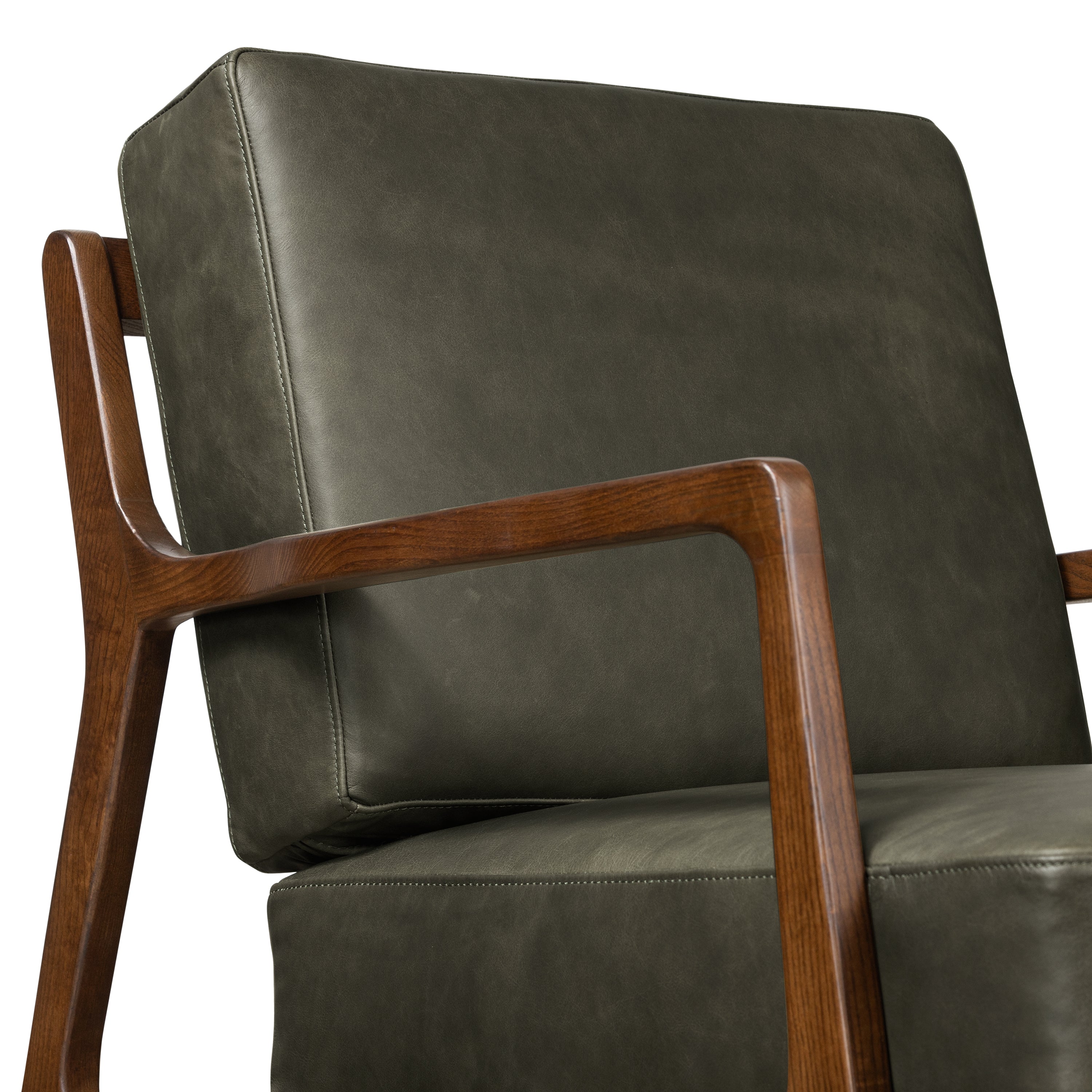 Fauteuil en cuir | Vert olive