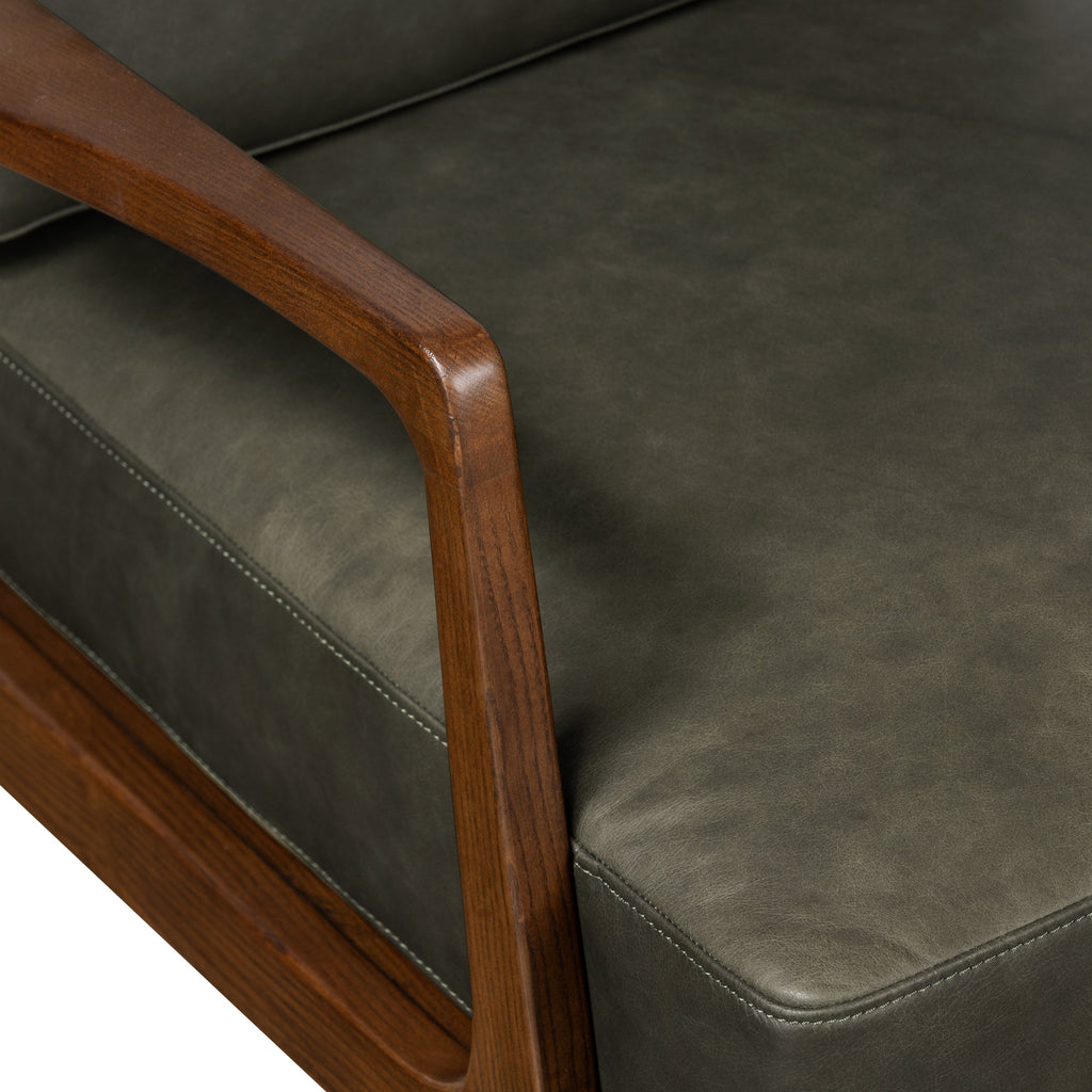 Fauteuil en cuir | Vert olive