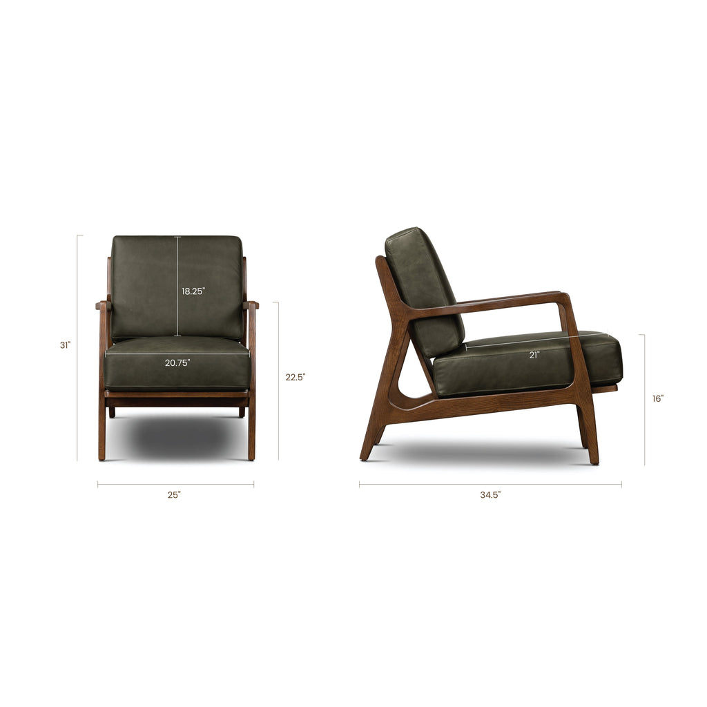 Fauteuil en cuir | Vert olive