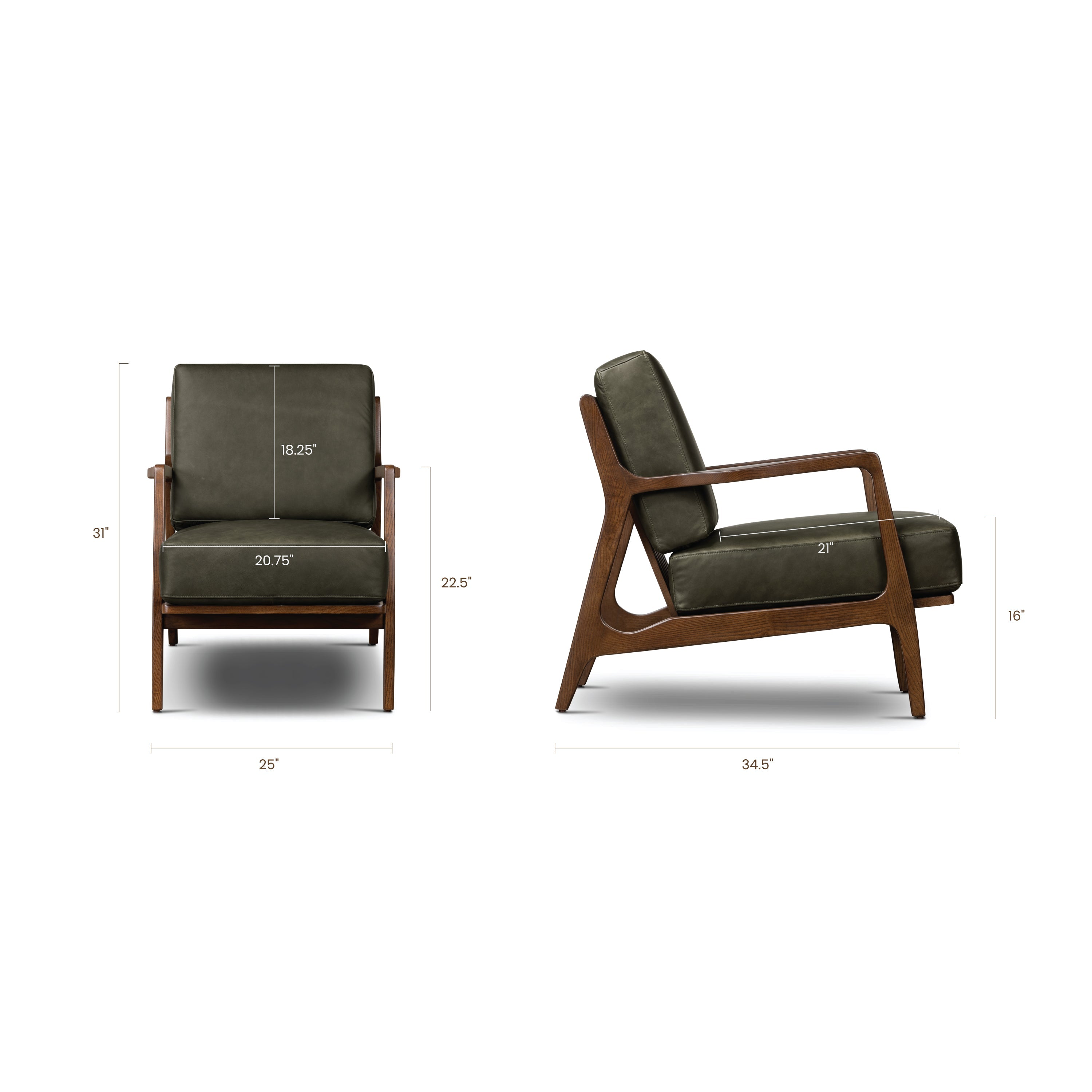 Fauteuil en cuir | Vert olive