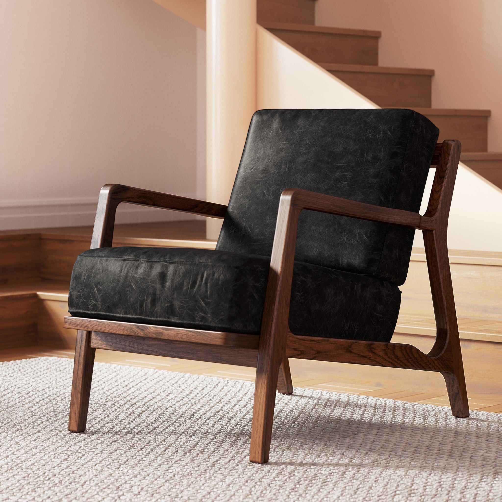 Fauteuil en cuir | Noir onyx