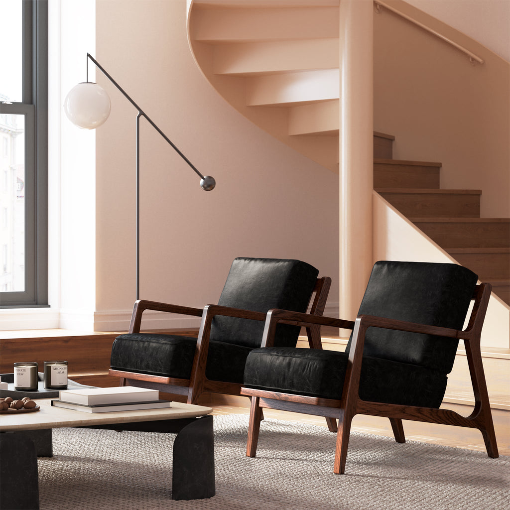 Fauteuil en cuir | Noir onyx