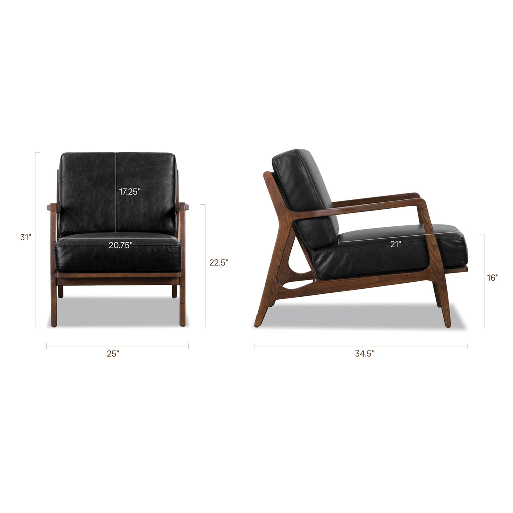 Fauteuil en cuir | Noir onyx