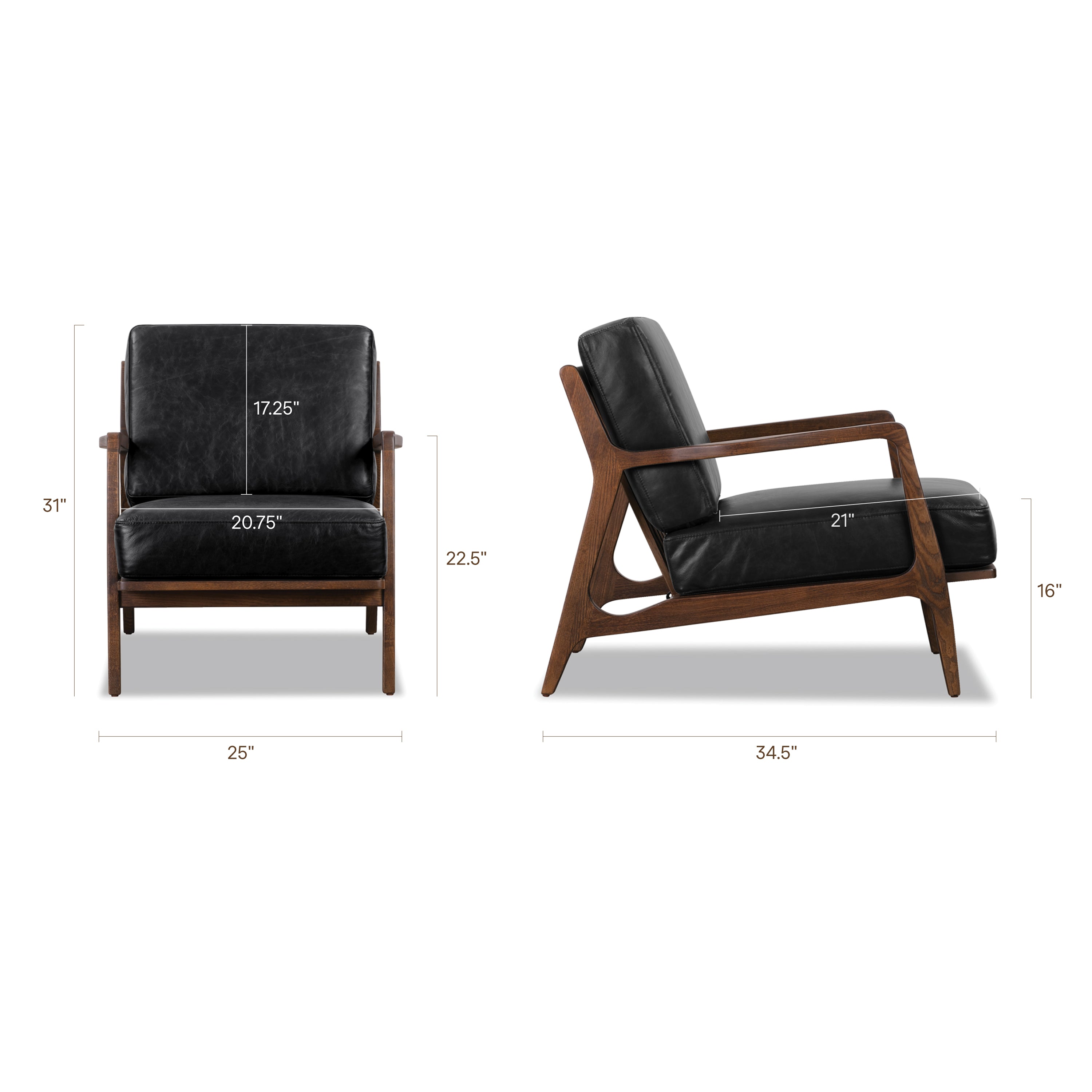 Fauteuil en cuir | Noir onyx