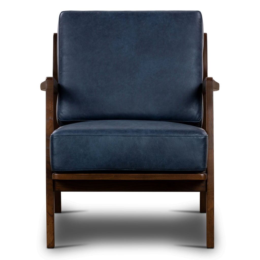 Fauteuil en cuir | Bleu nuit