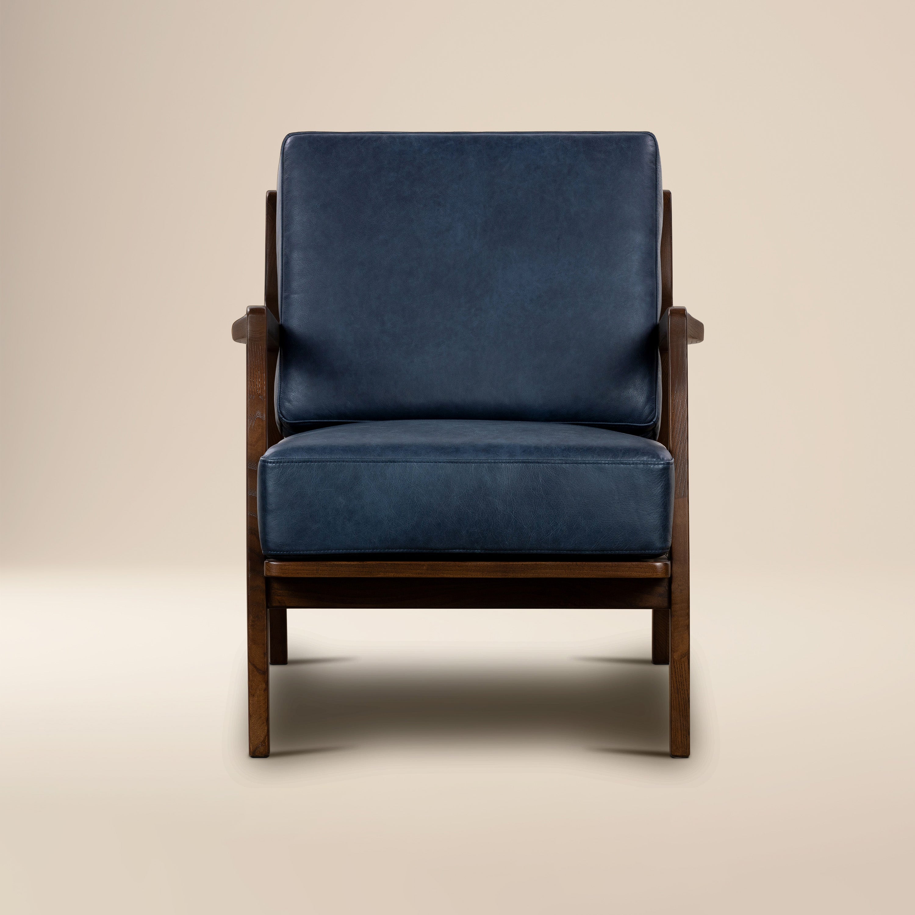 Fauteuil en cuir | Bleu nuit