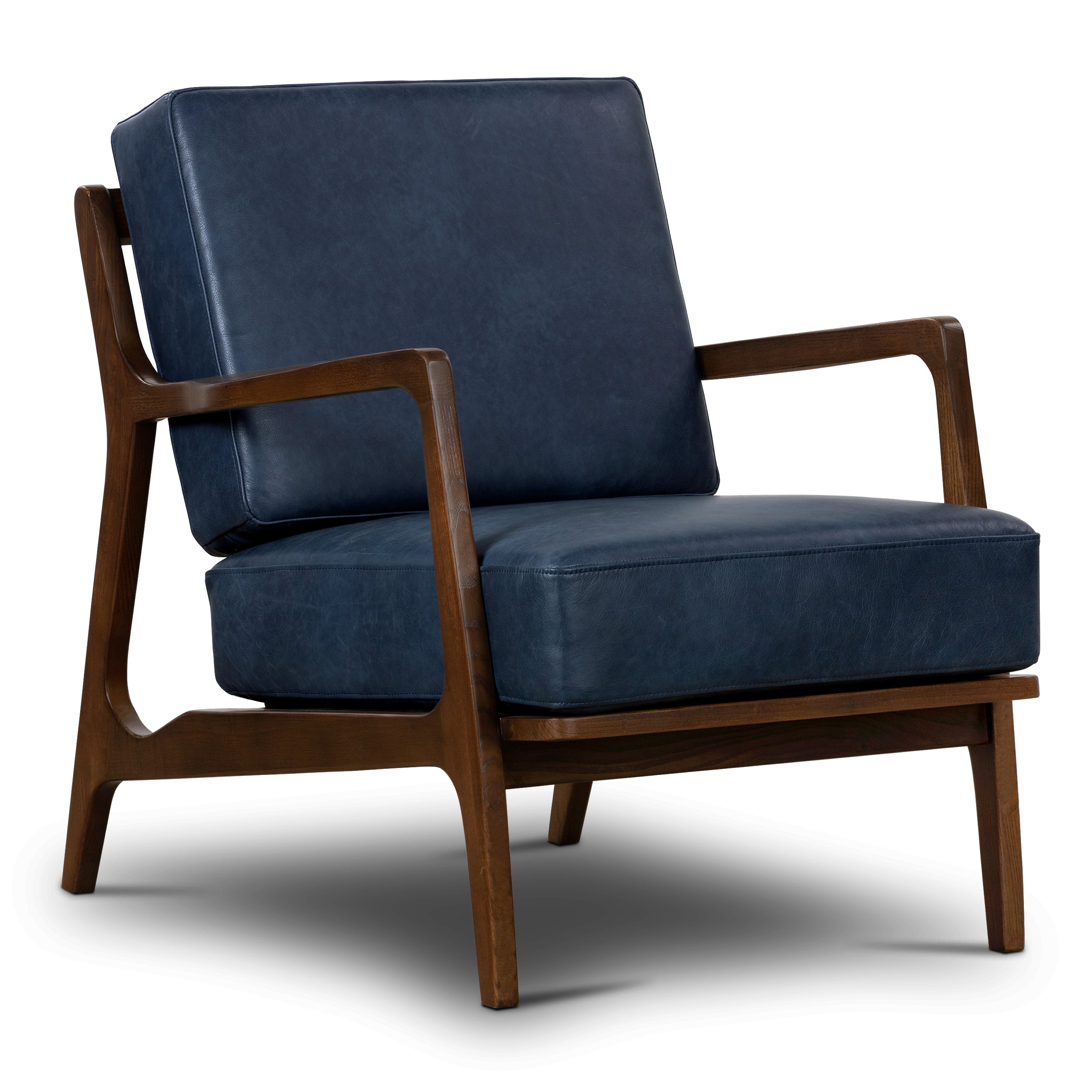 Fauteuil en cuir | Bleu nuit