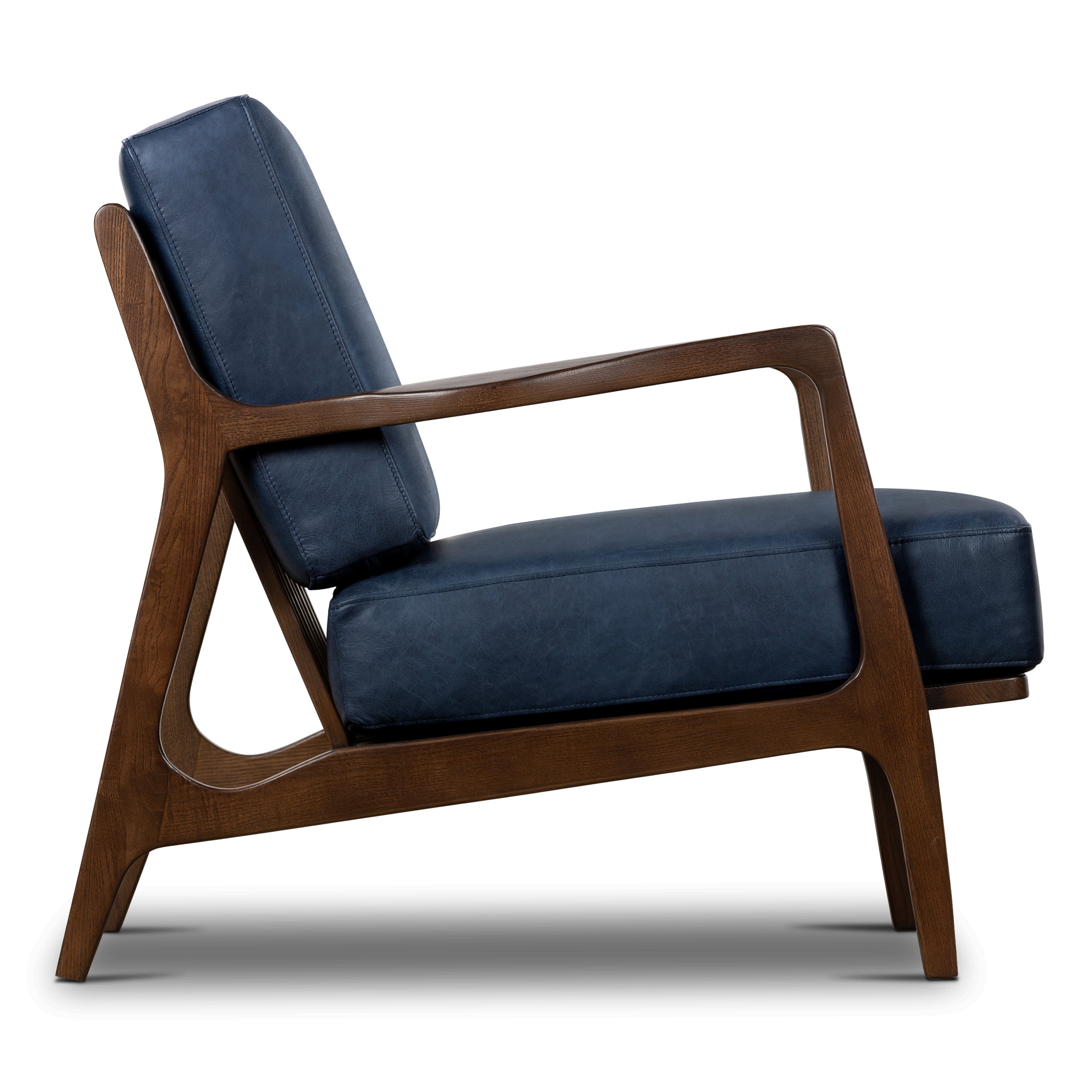 Fauteuil en cuir | Bleu nuit